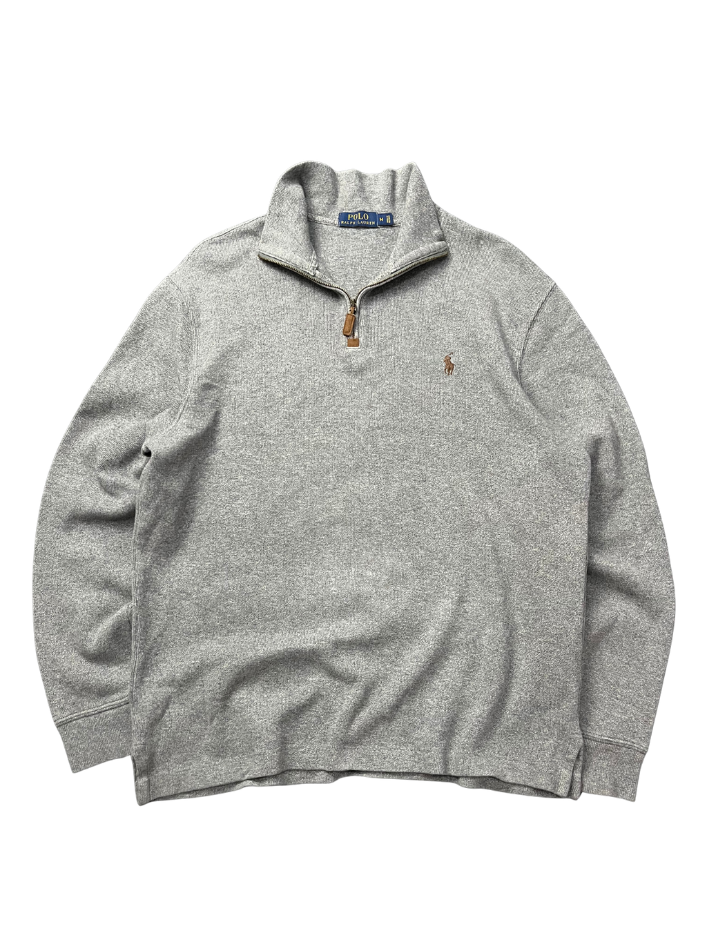 Polo Ralph Lauren New Pony Bokashi Gray Pullover Half Zip-Up Knit Sweatshirt