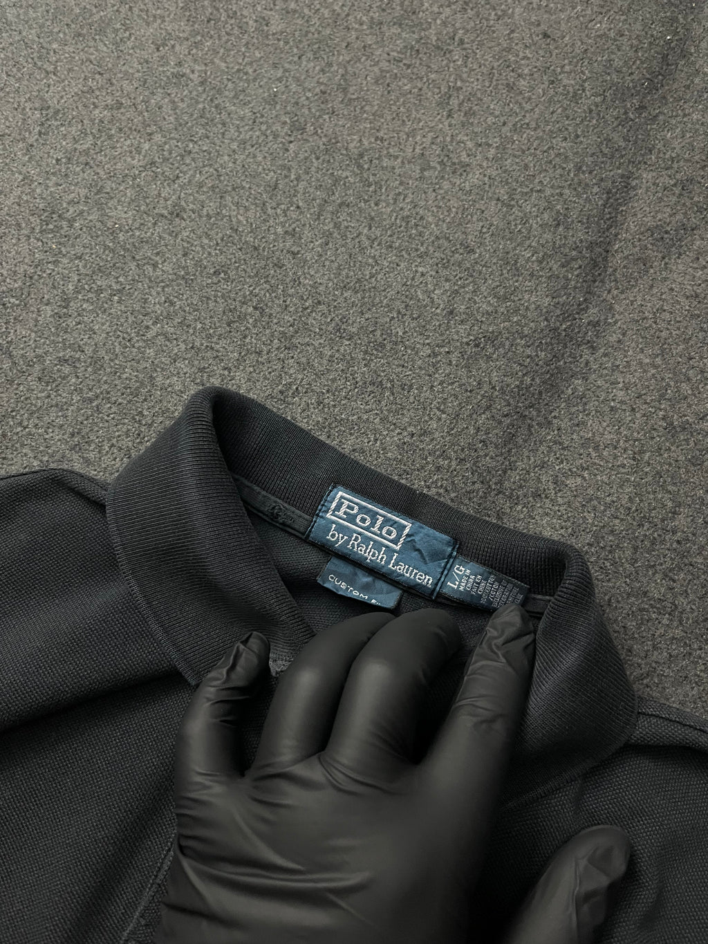 Polo Ralph Lauren black cotton polo shirt with a red embroidered logo