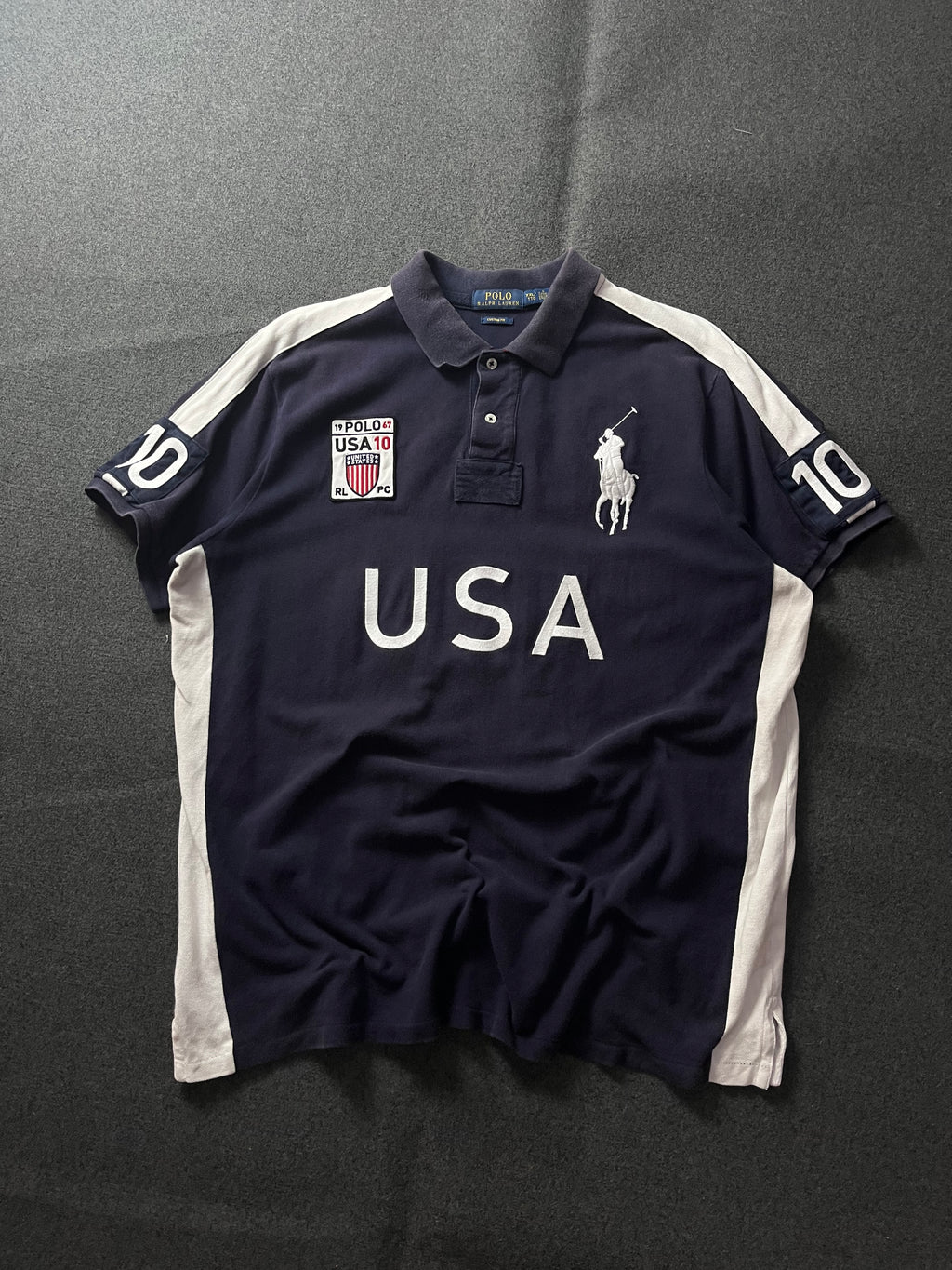 Polo Ralph Lauren Men's Navy and White Polo-shirts