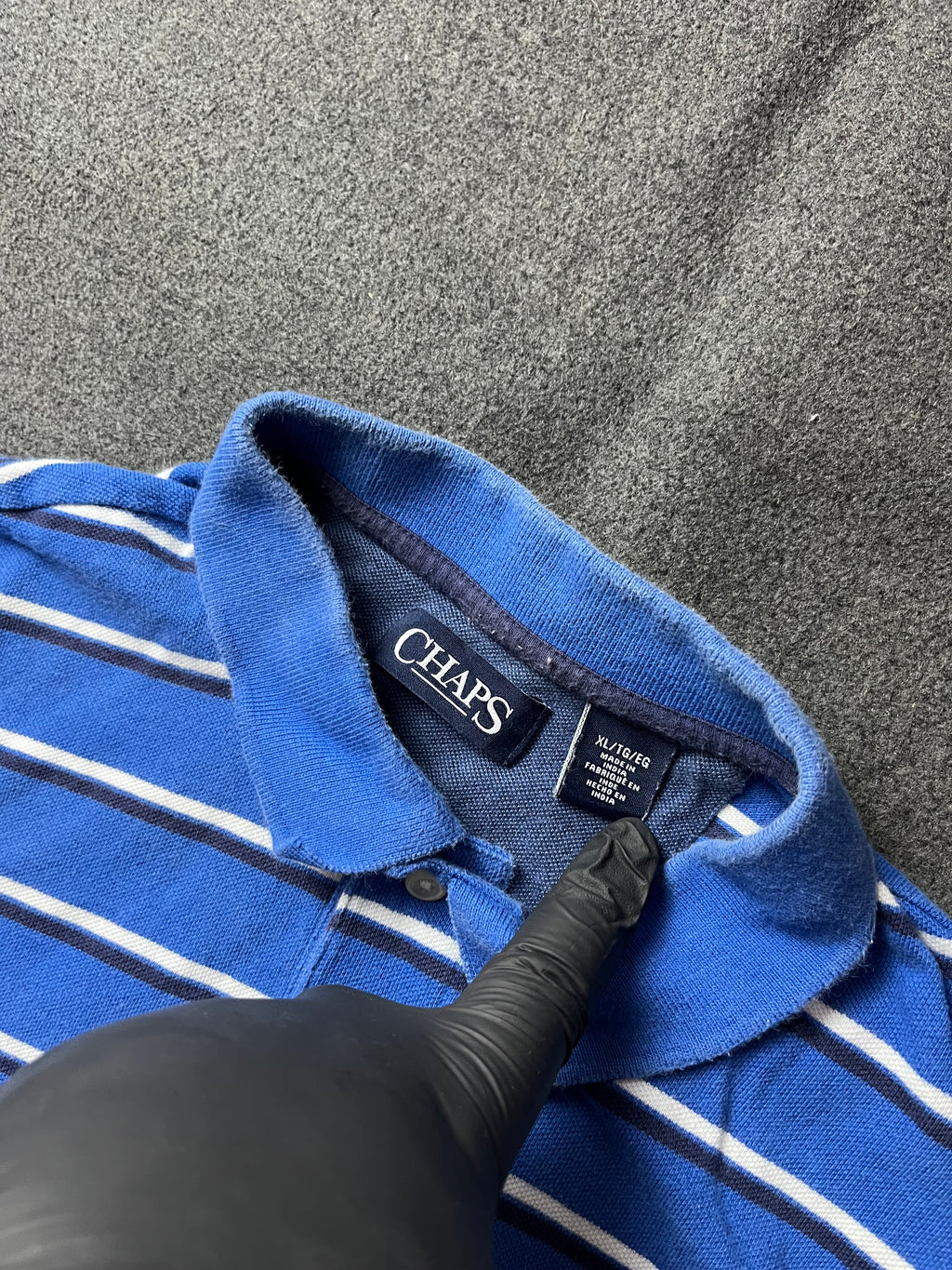 CHAPS Short Sleeve Golf Polo  Blue/Black/White Striped