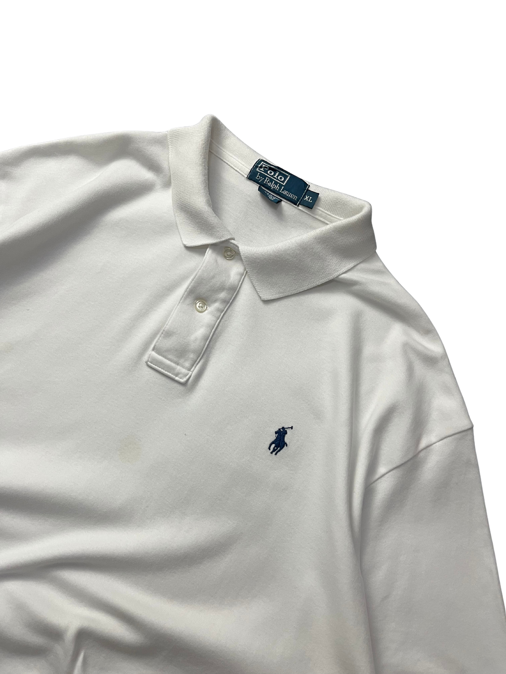 Polo Ralph Lauren classic fit cotton mesh polo shirt in white with a navy blue embroidered pony