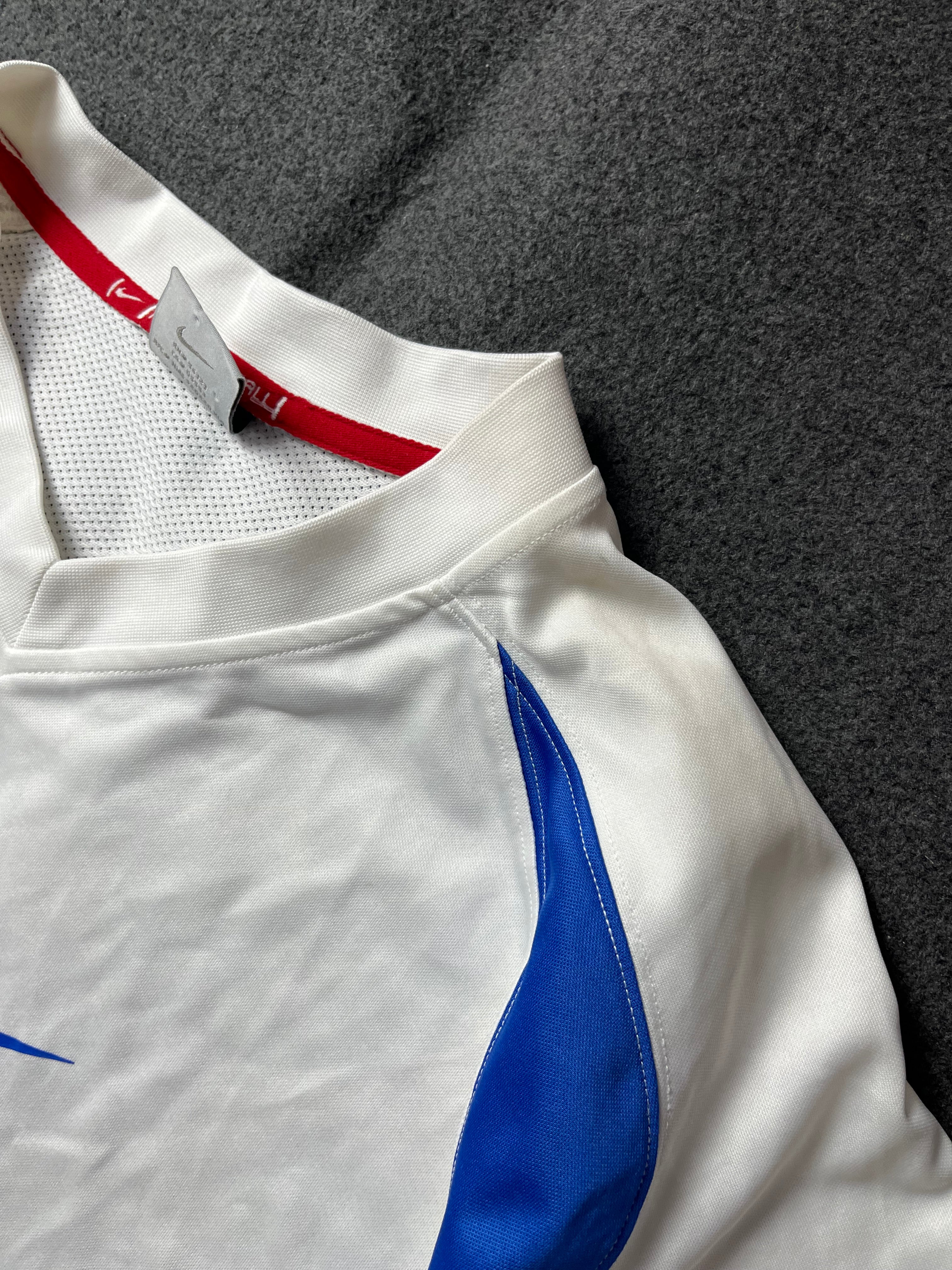 Nike Dri-FIT Game Shirt, White Blue, Big Swoosh
