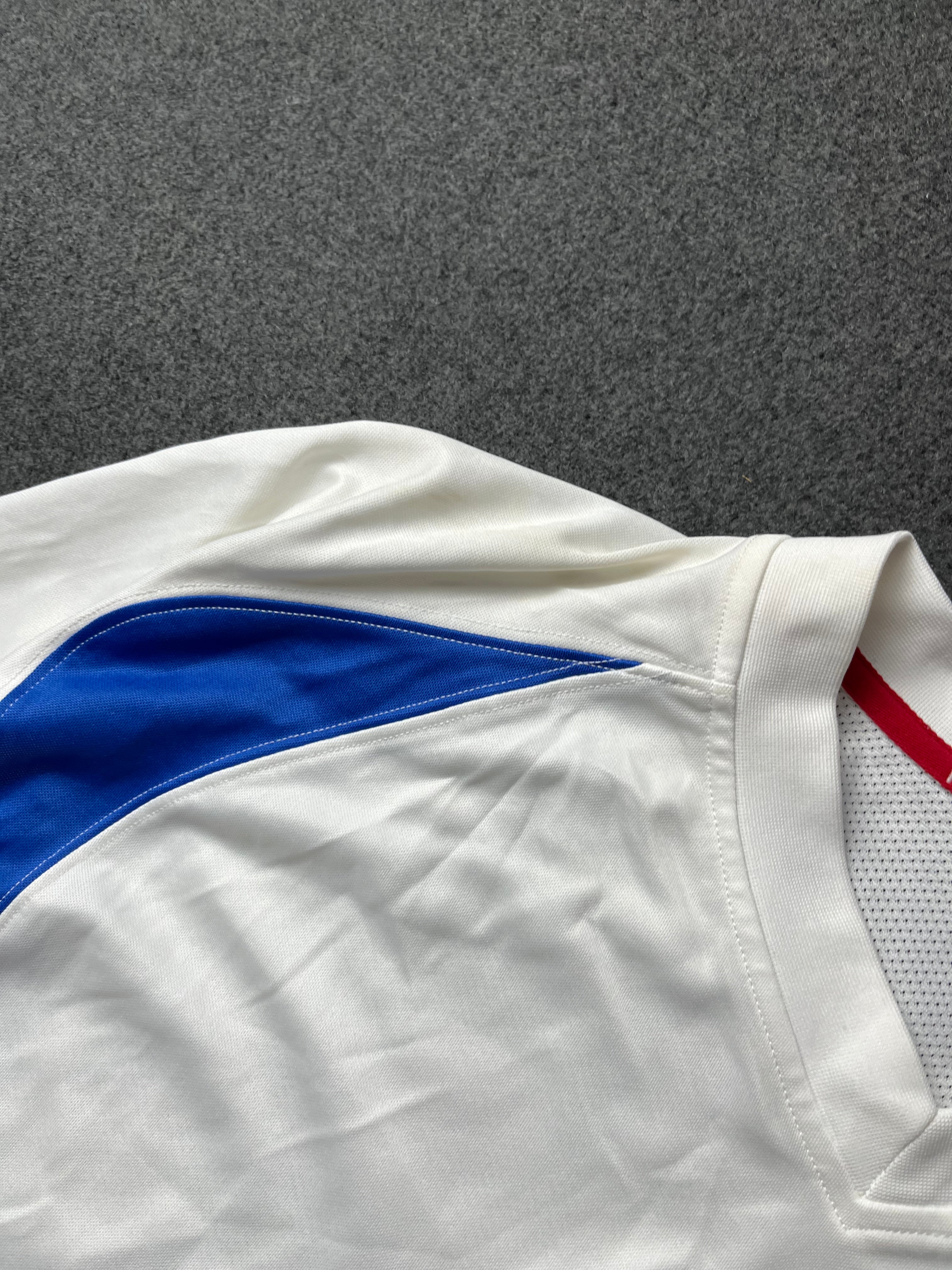 Nike Dri-FIT Game Shirt, White Blue, Big Swoosh