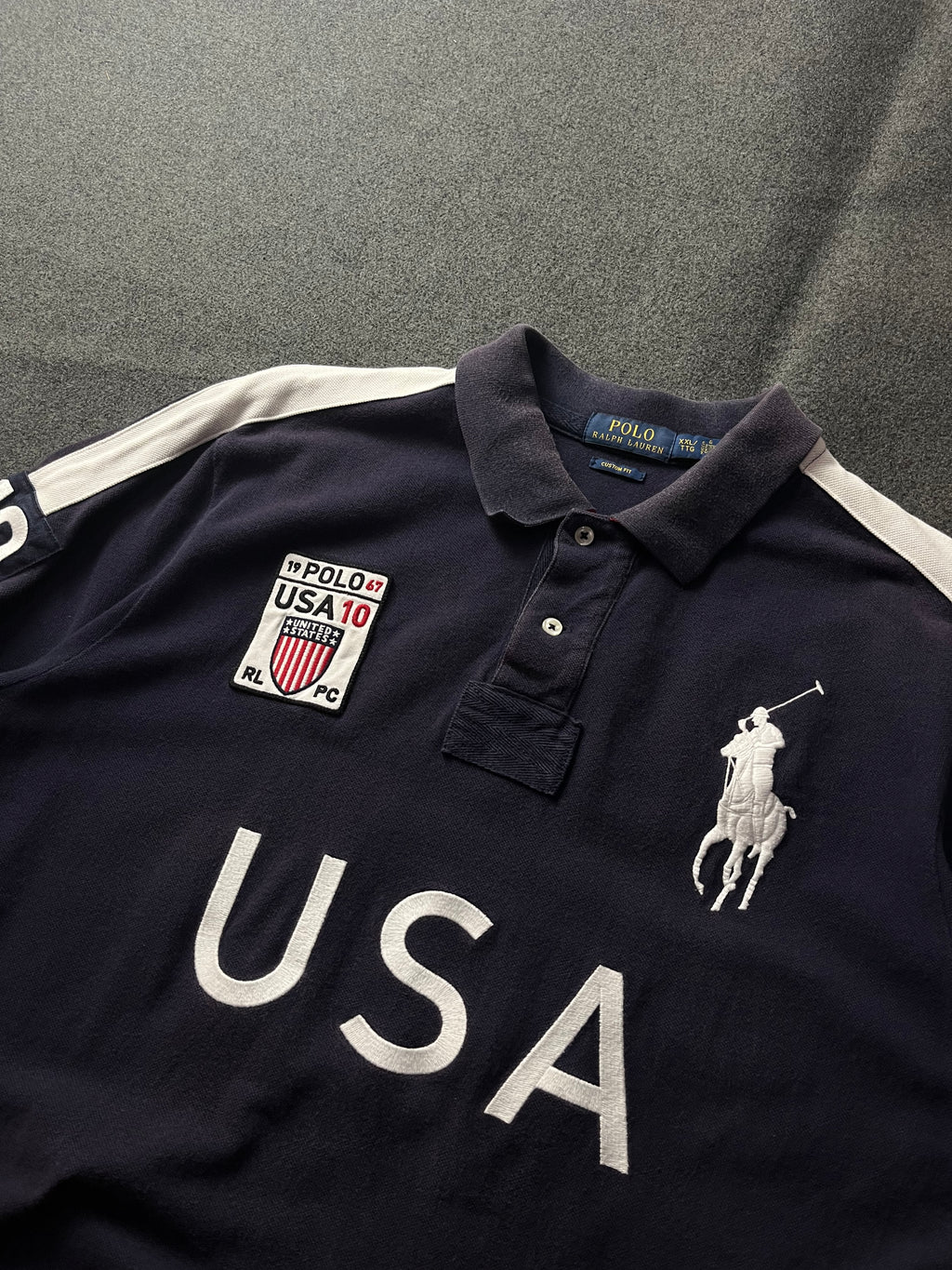 Polo Ralph Lauren Men's Navy and White Polo-shirts