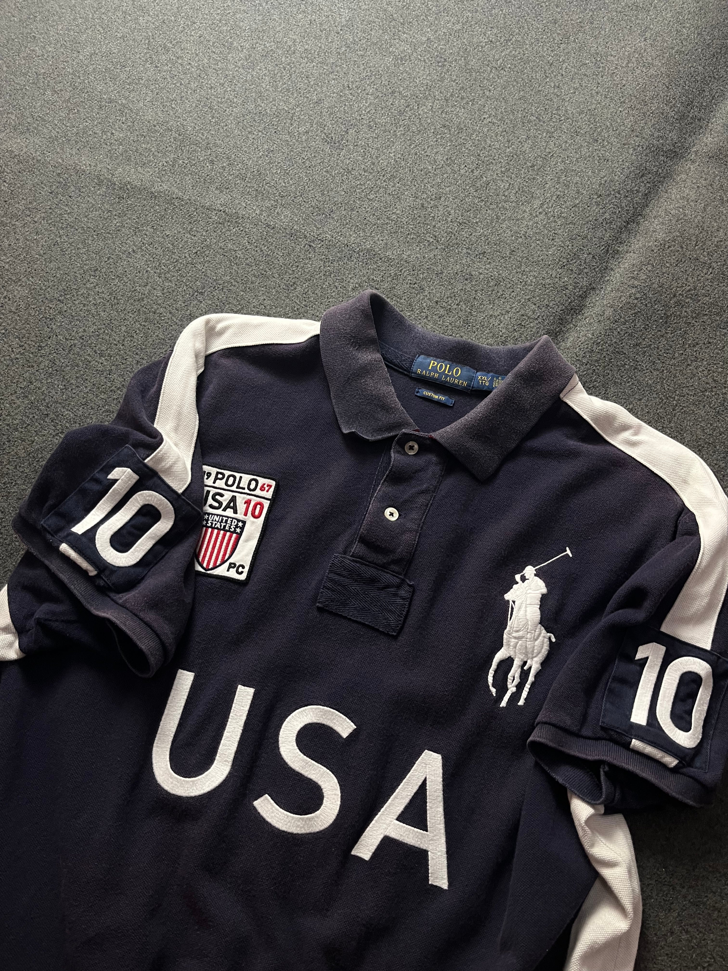 Polo Ralph Lauren Men's Navy and White Polo-shirts
