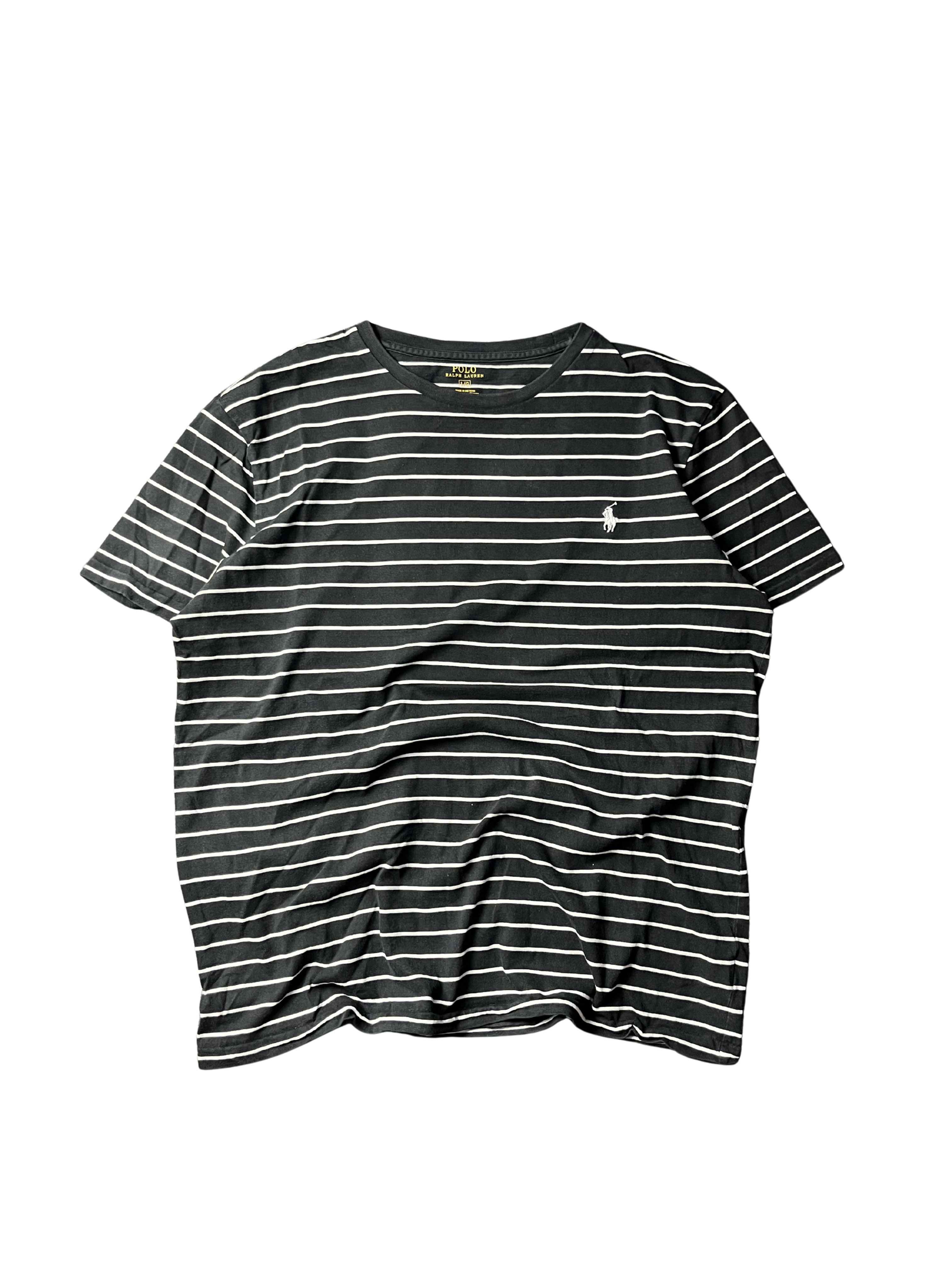 Polo Ralph Lauren  Black White Stripe Custom Slim Fit Preppy Casual