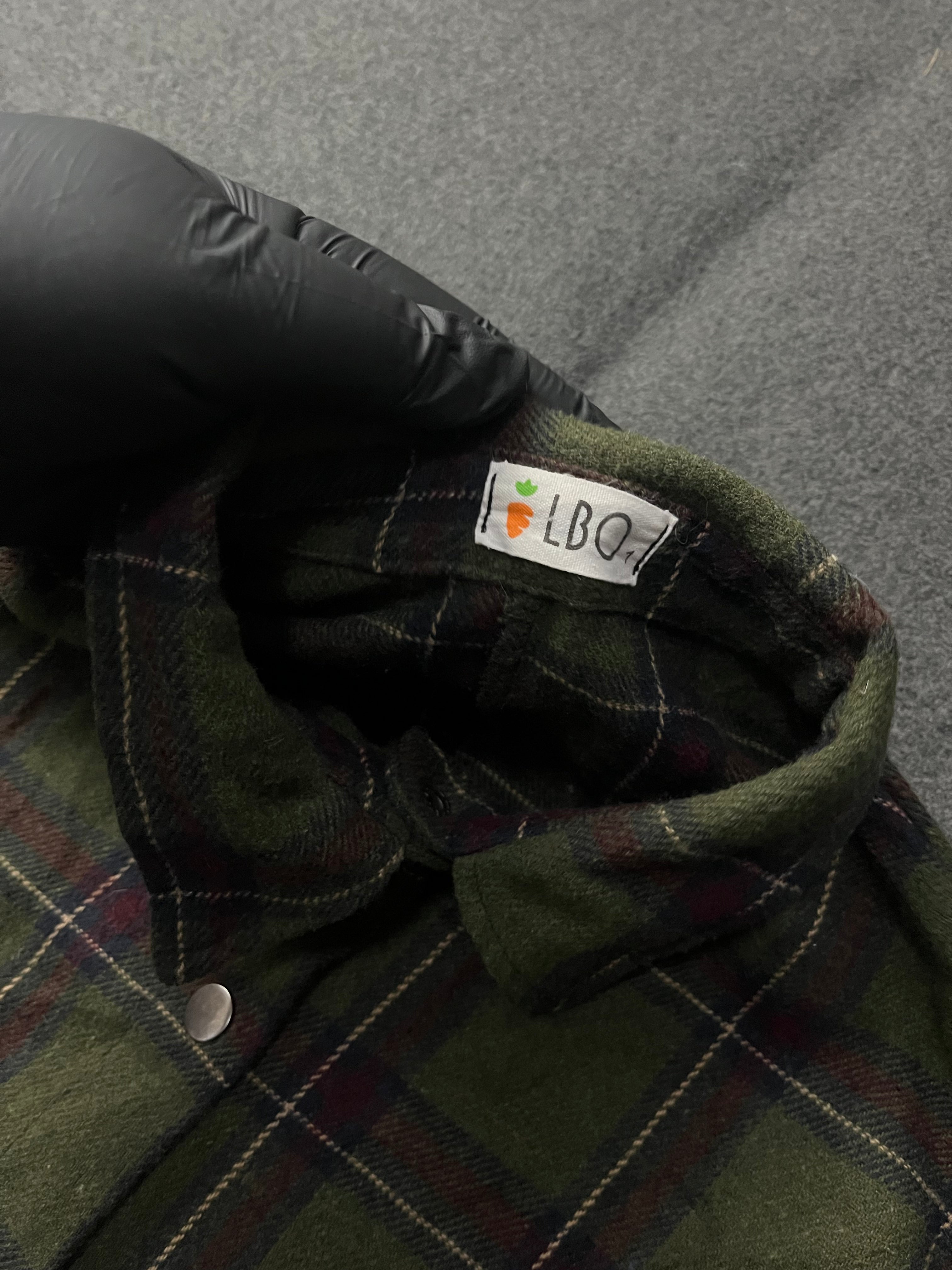 LBO Green Plaid Fleece Snap Button Front Long Sleeve