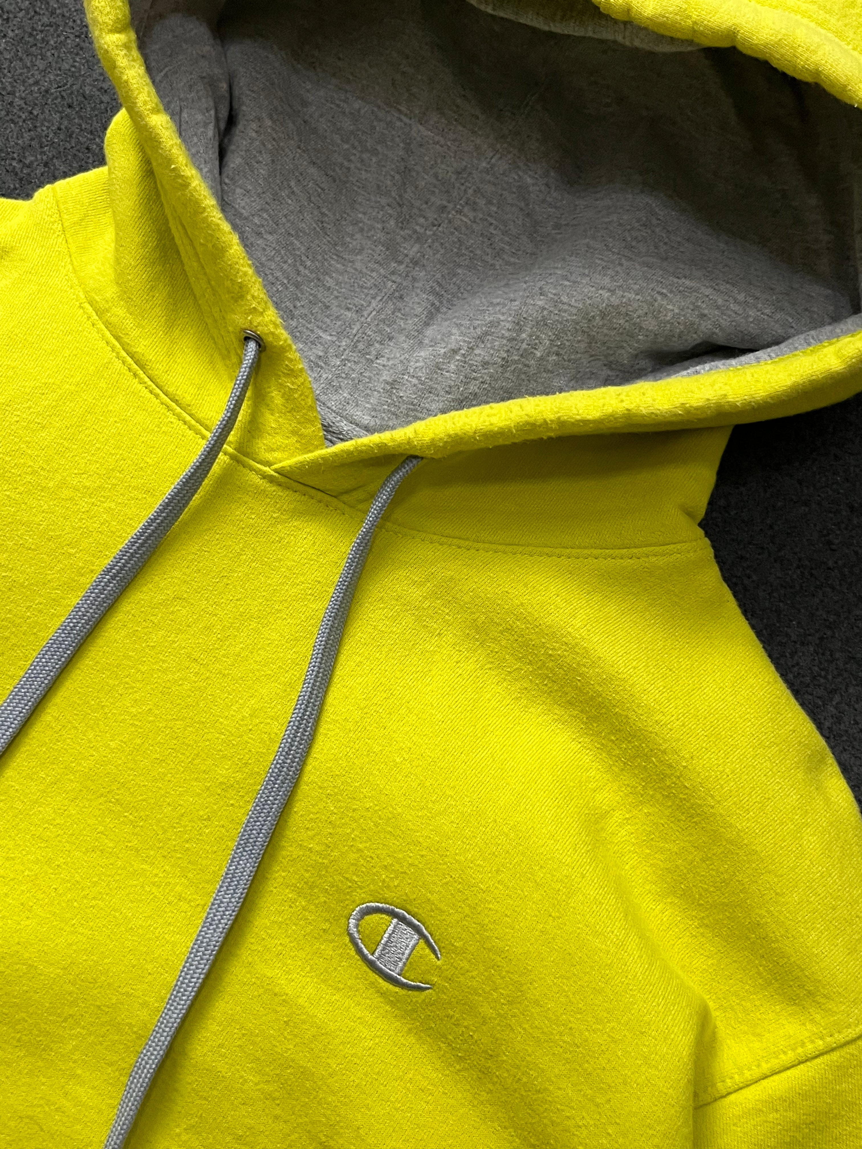Champion Sweatshirt Mens Size Medium Adult Neon Yellow Soft Authentic Eco