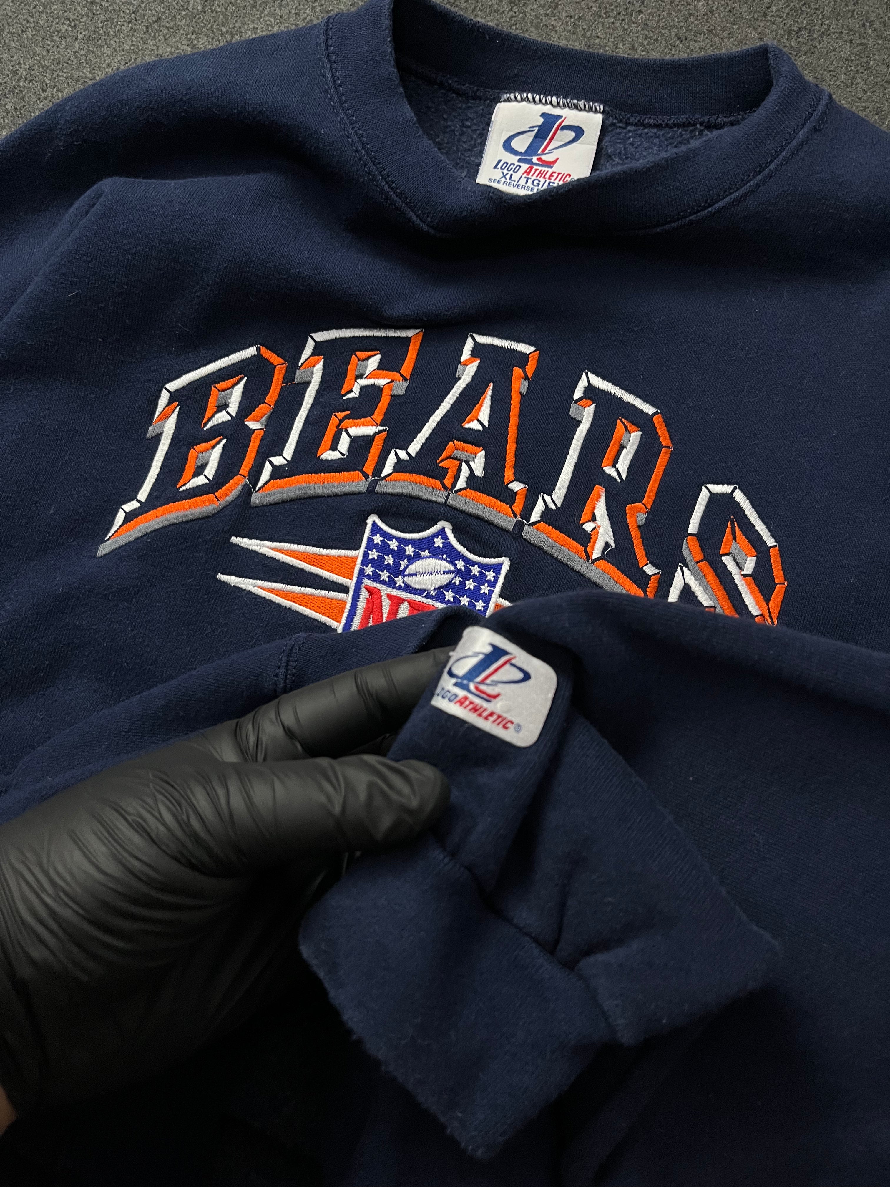 Vintage Chicago Bears NFL Blue Sweatshirt arge Chicago Bears Printed Crewneck Bears Football Jumper Chicago Da Bears Sweater