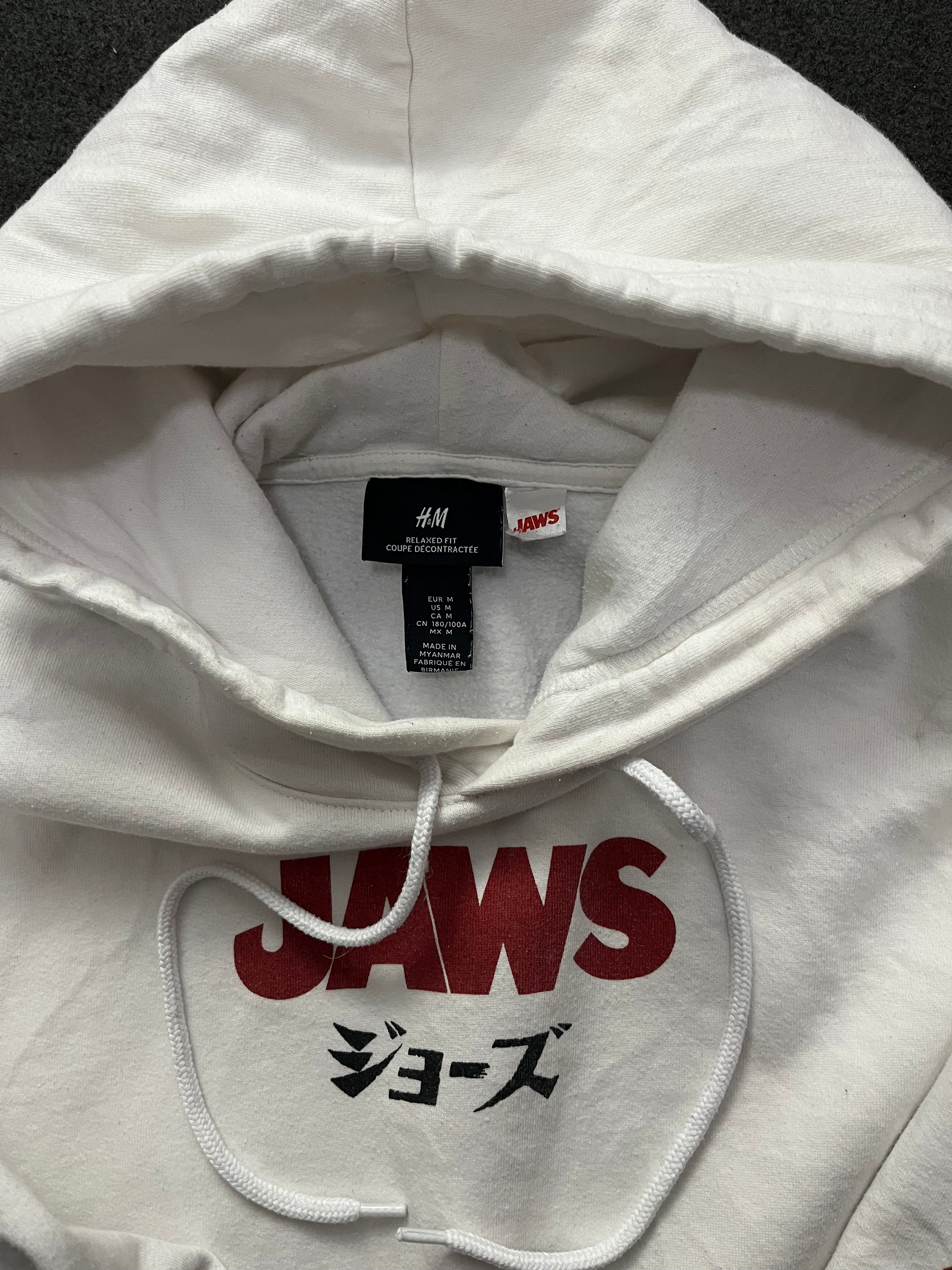 Retro Jaws x H&M White / Sharks Logo Hoodie Vintage Style