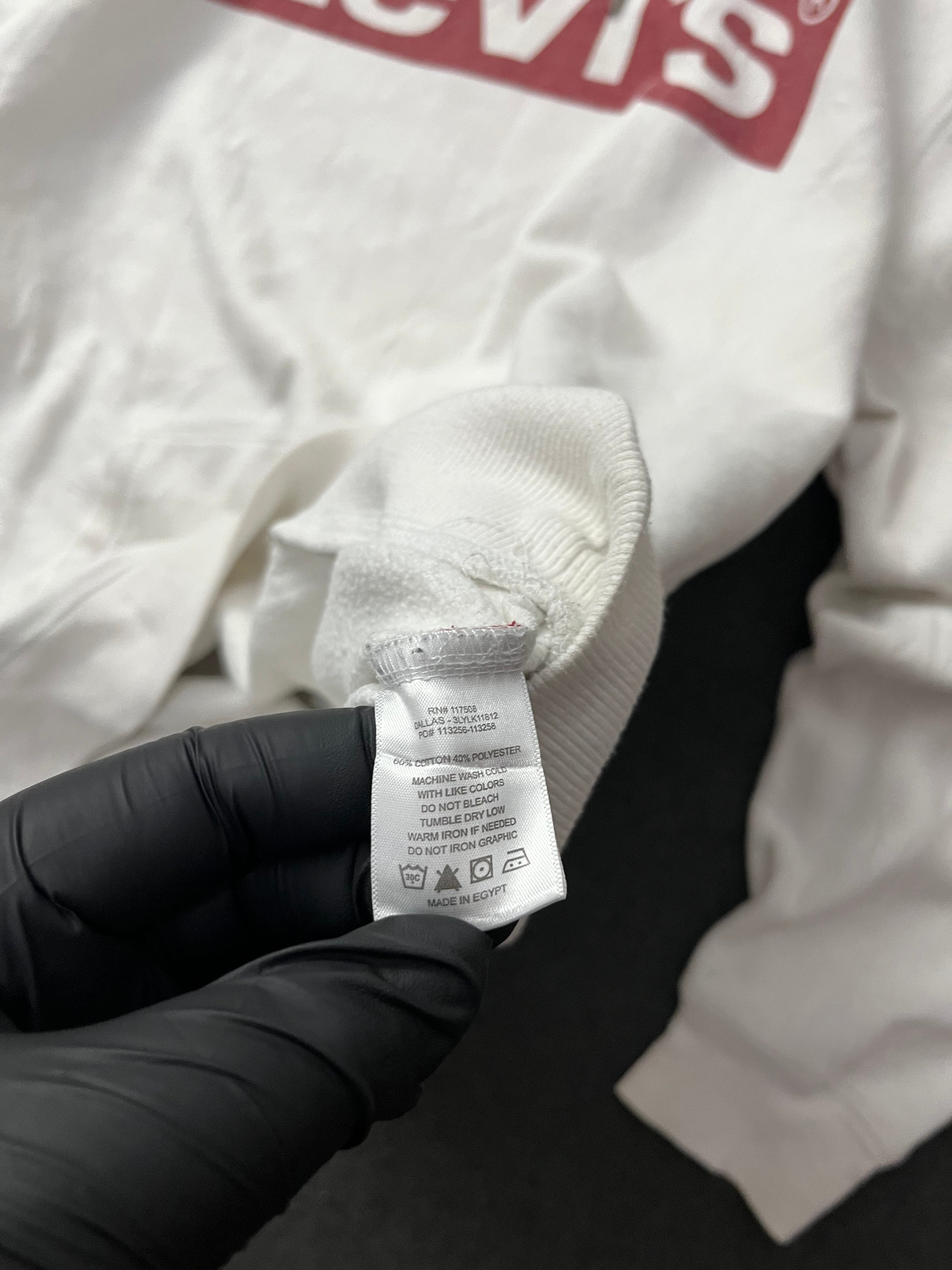 LEVI'S Mens Graphic Hoodie Jumper Medium White Cotton