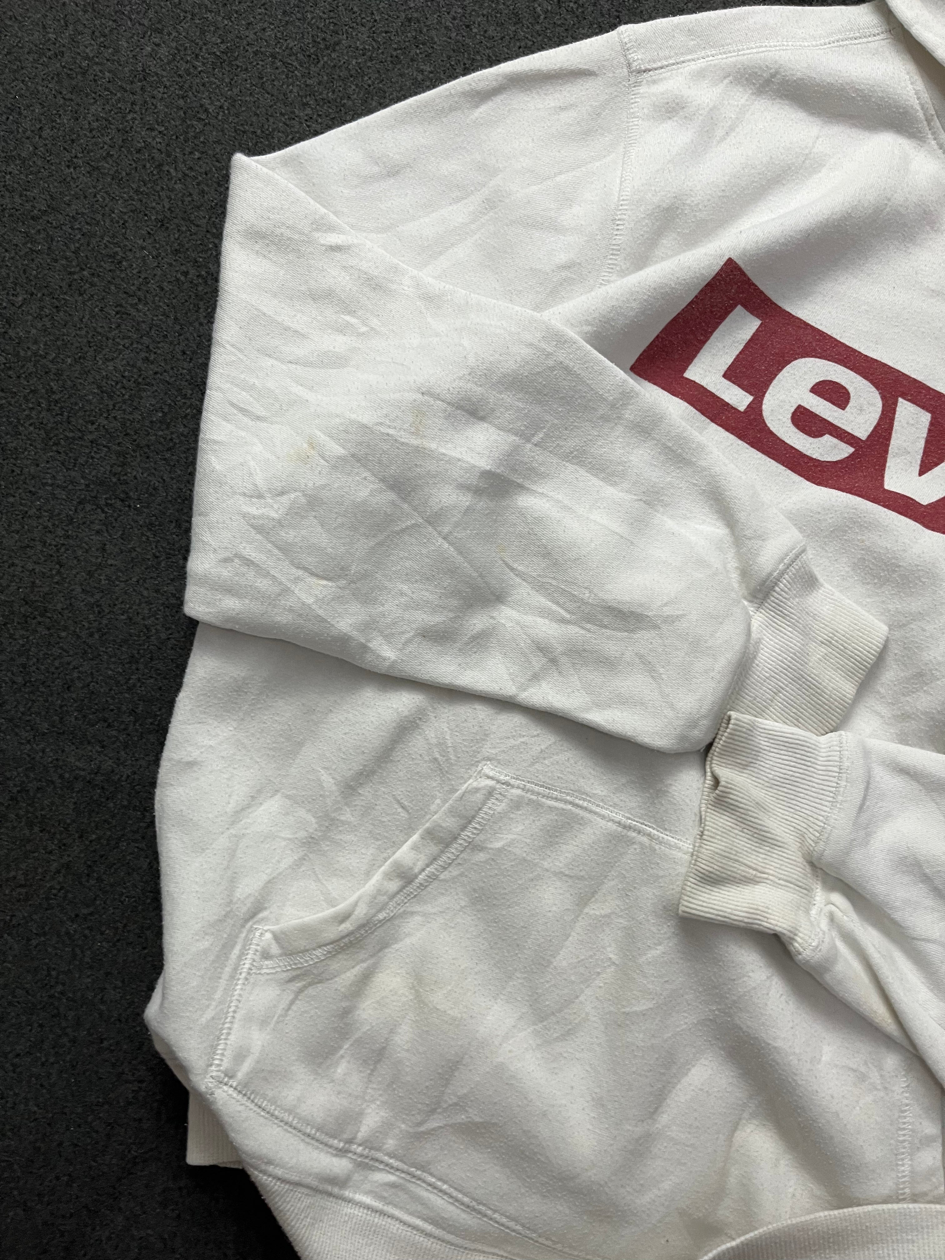 LEVI'S Mens Graphic Hoodie Jumper Medium White Cotton