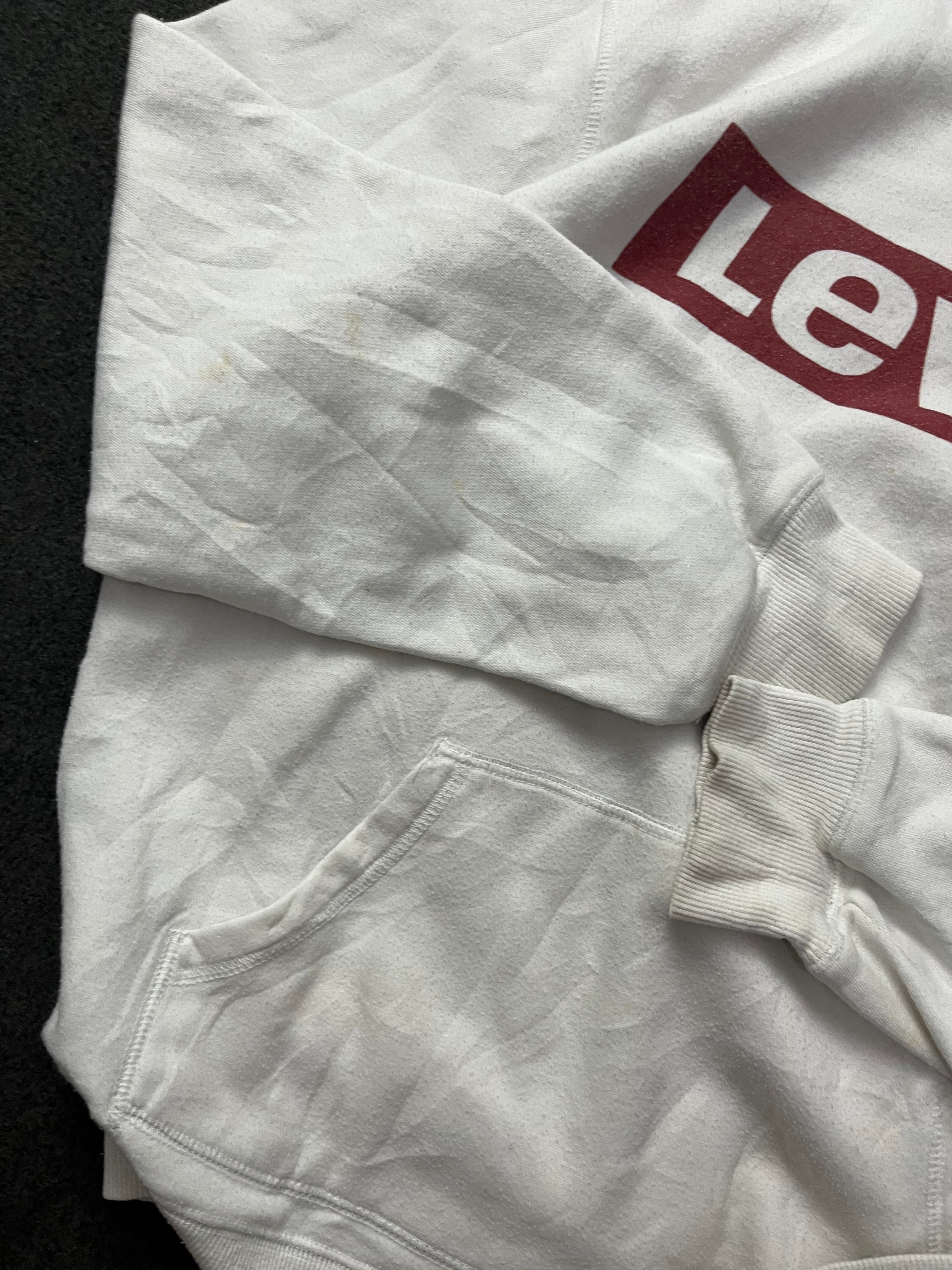 LEVI'S Mens Graphic Hoodie Jumper Medium White Cotton