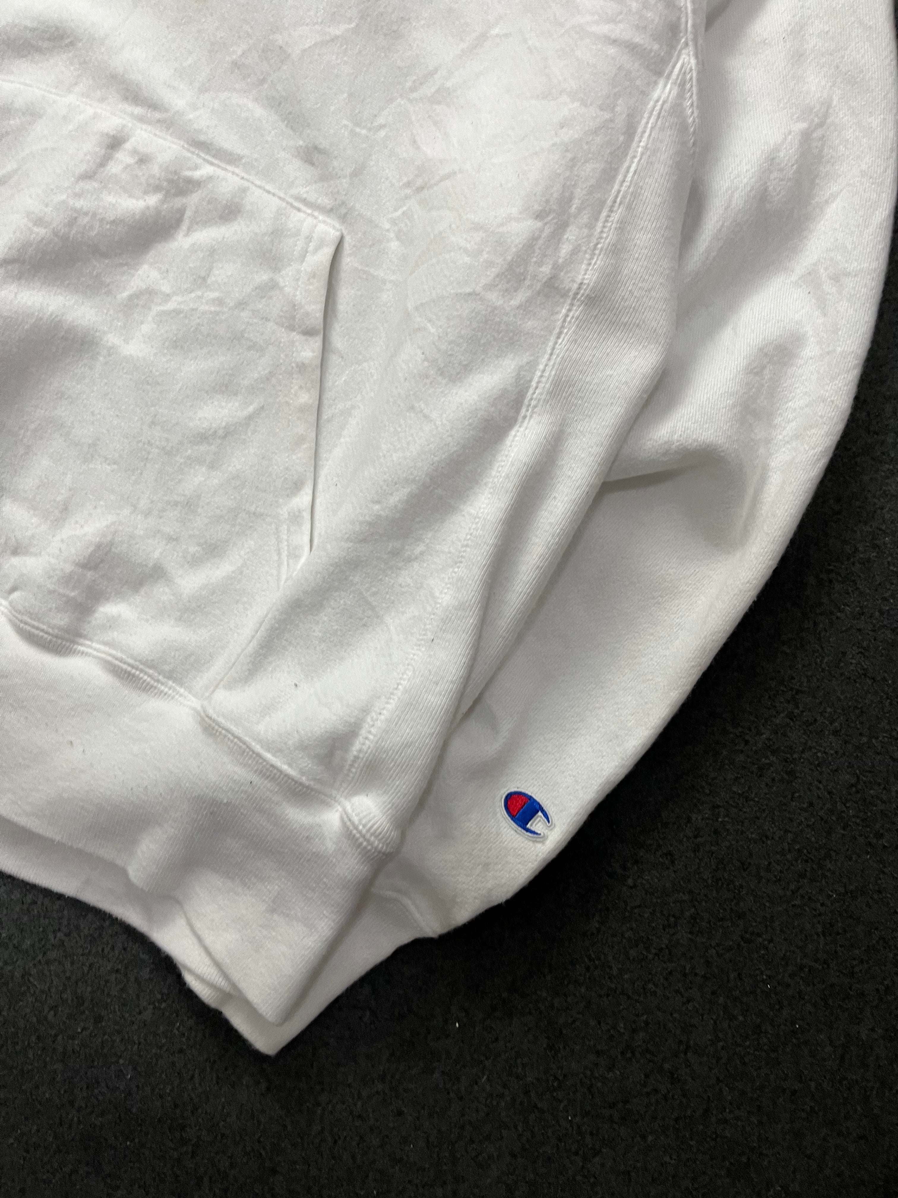 Champion Athletic Wear White Pullover Hoodie Sweatshirt Adult