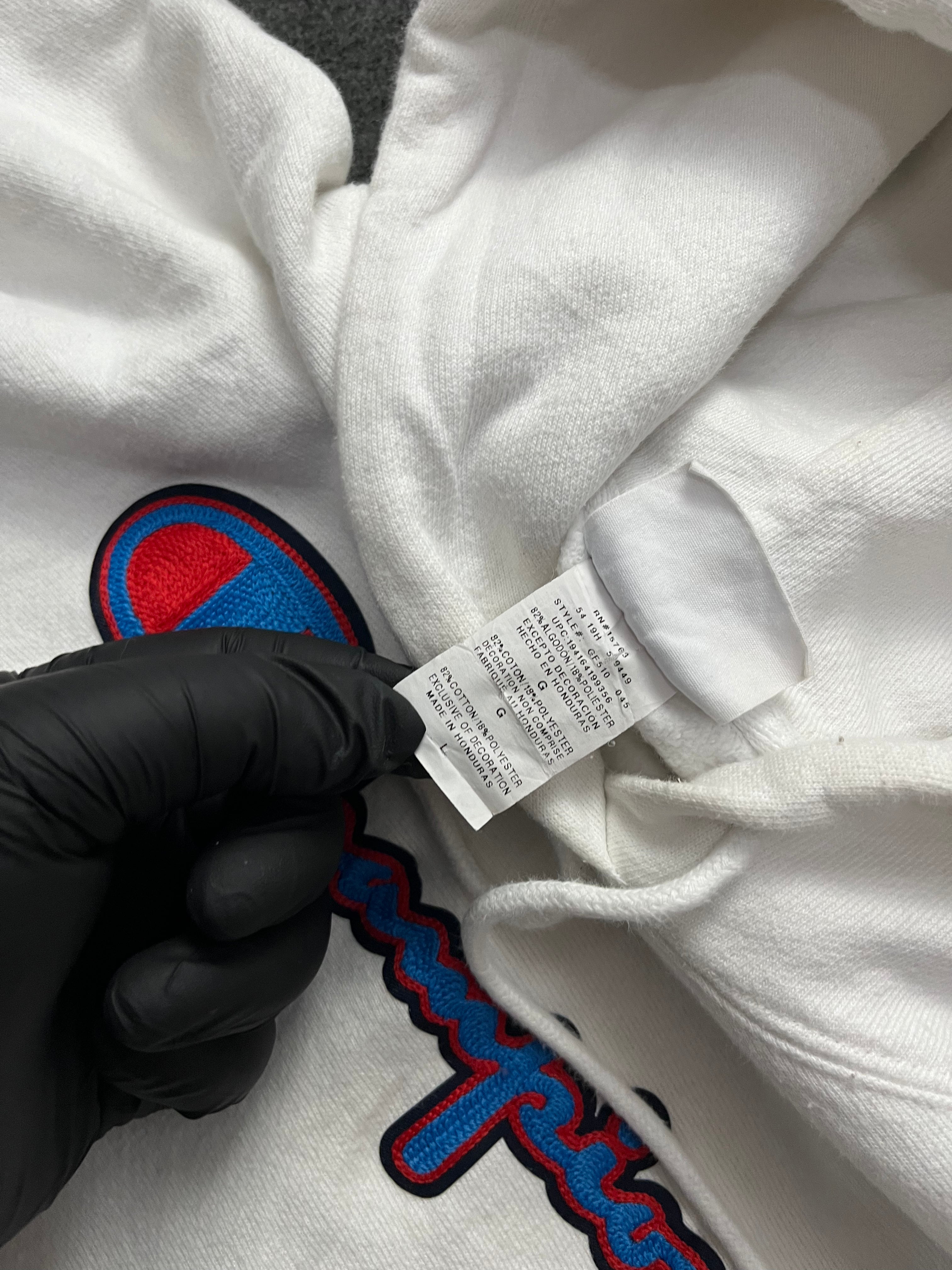 Champion Athletic Wear White Pullover Hoodie Sweatshirt Adult