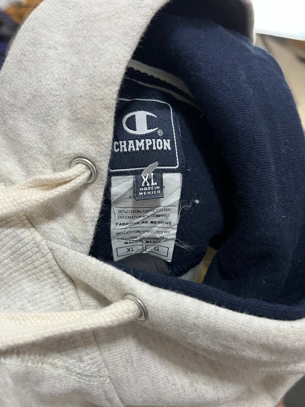 Vintage 1990s Grey Champion Small Logo Hoodie / Vintage Champion