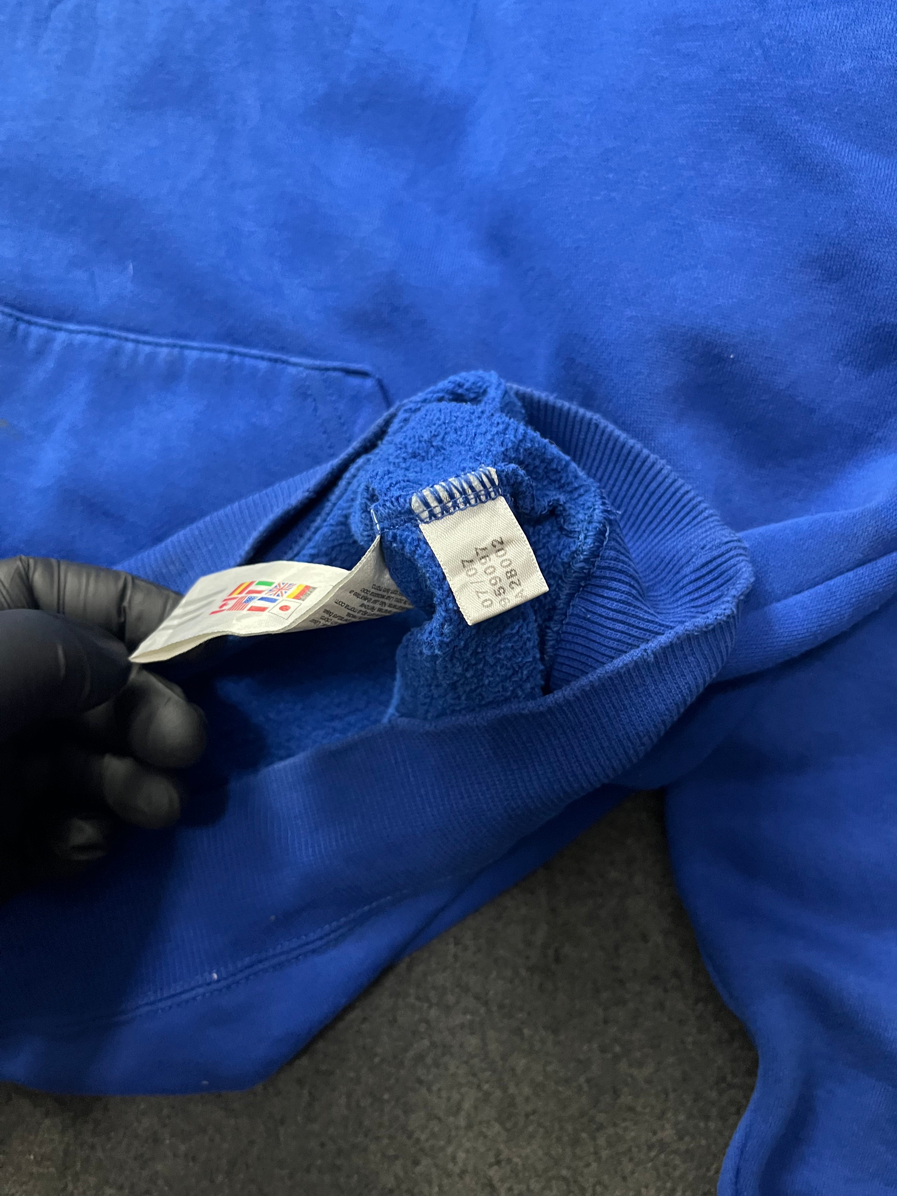 Adidas Vintage Y2K Spellout Stripe Logo Hoodie Men's Medium Blue Pullover