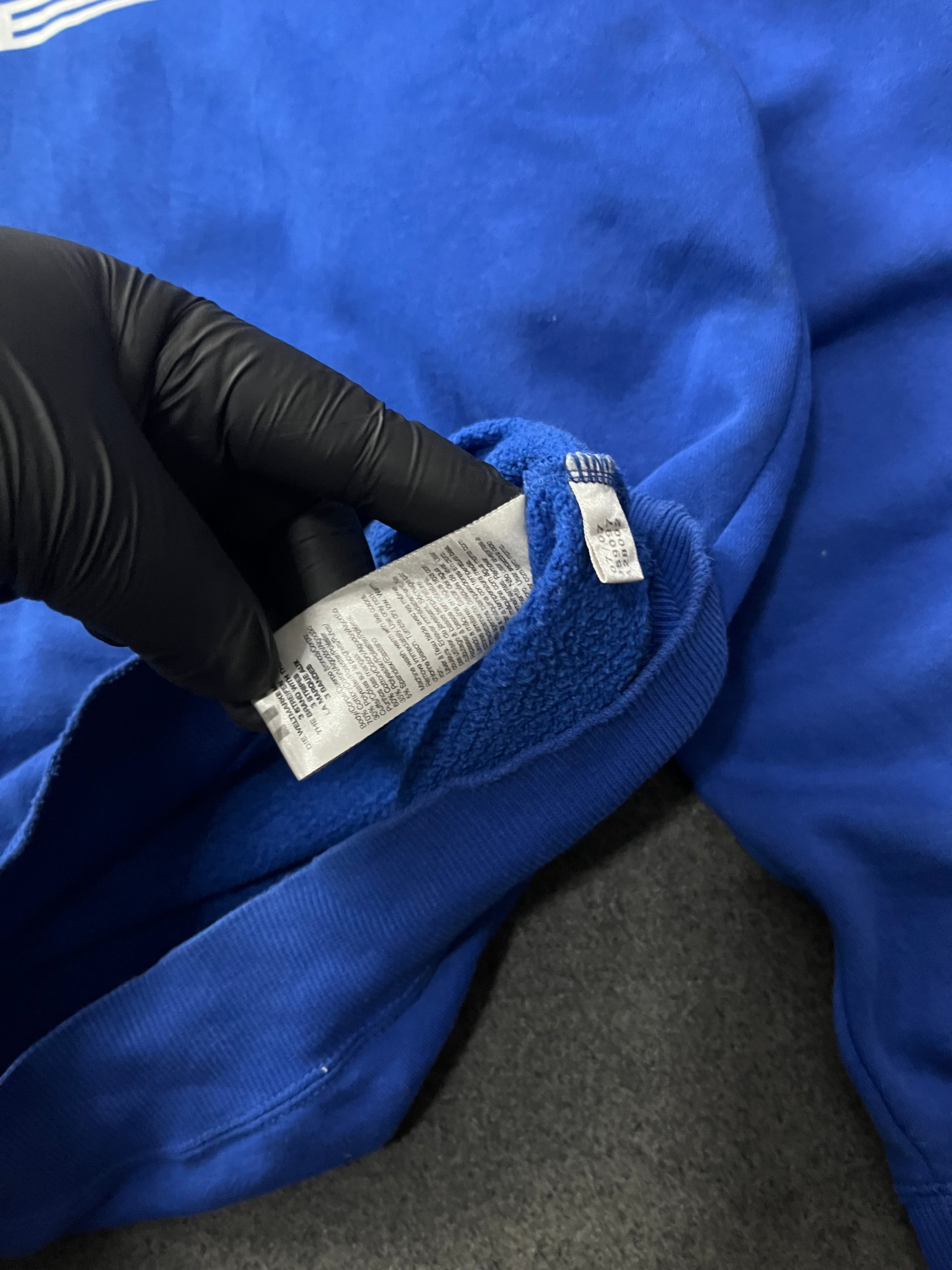 Adidas Vintage Y2K Spellout Stripe Logo Hoodie Men's Medium Blue Pullover