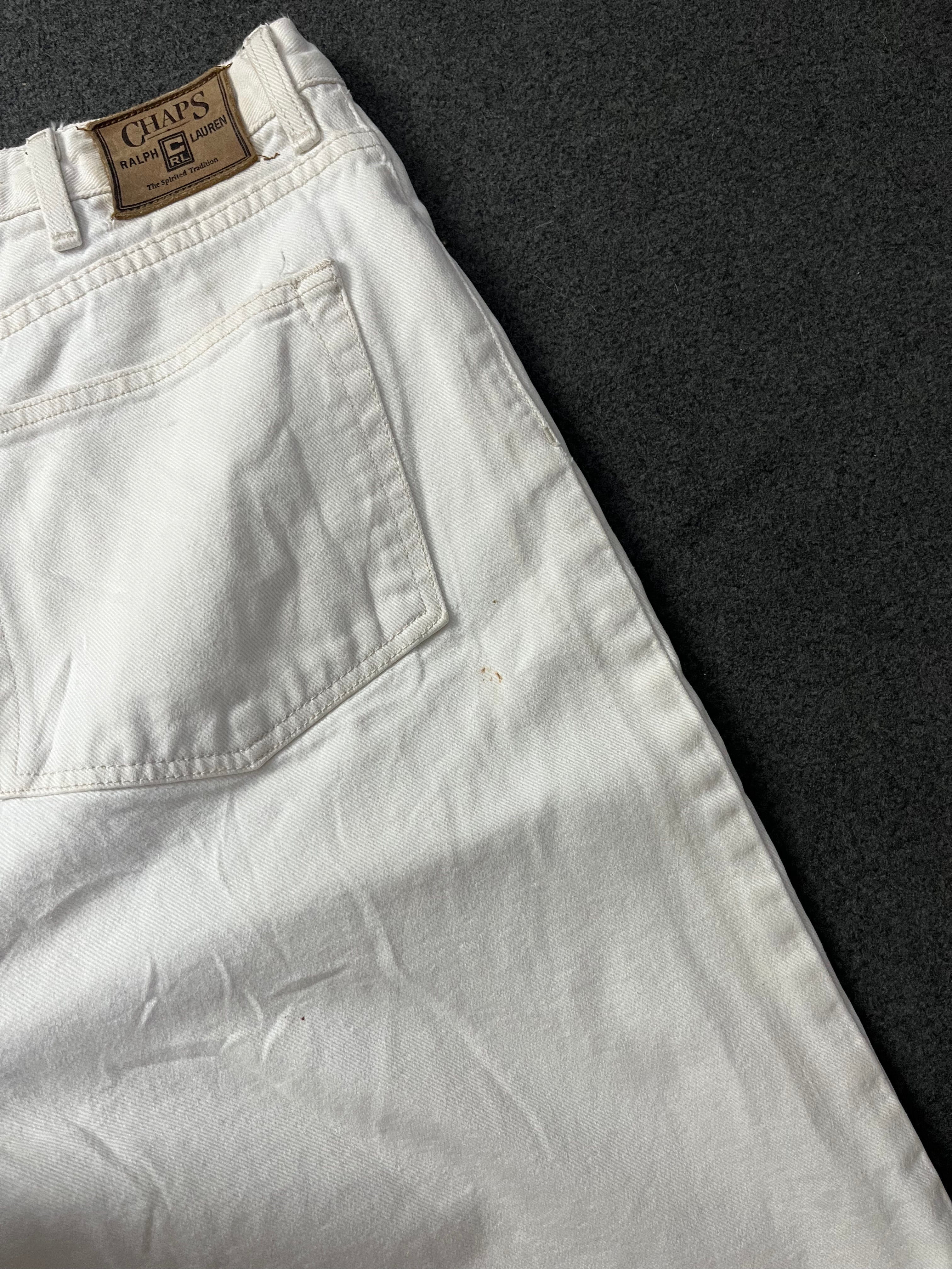 Vintage Ralph Lauren Chaps 90's Cream White Denim Shorts