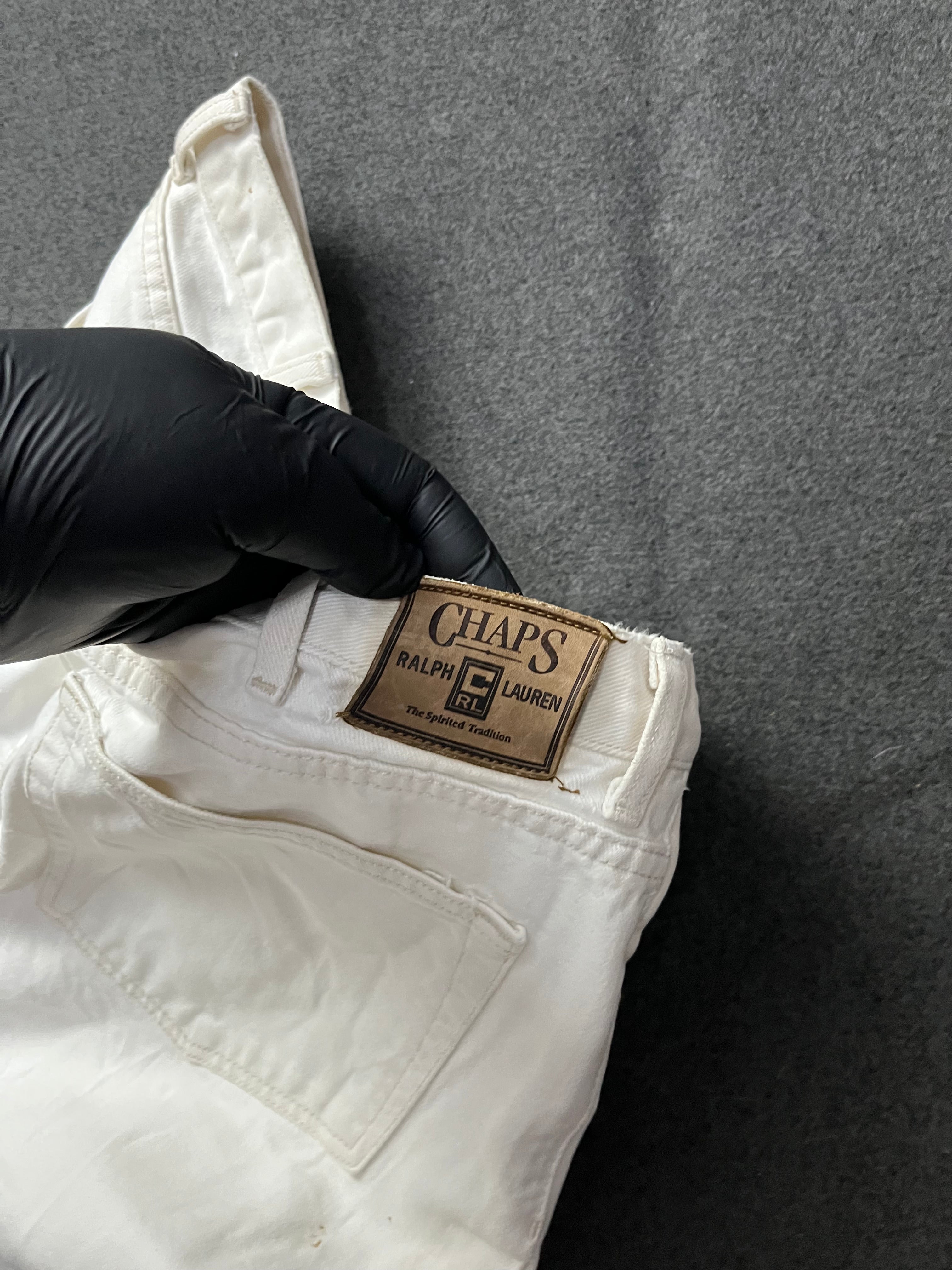Vintage Ralph Lauren Chaps 90's Cream White Denim Shorts