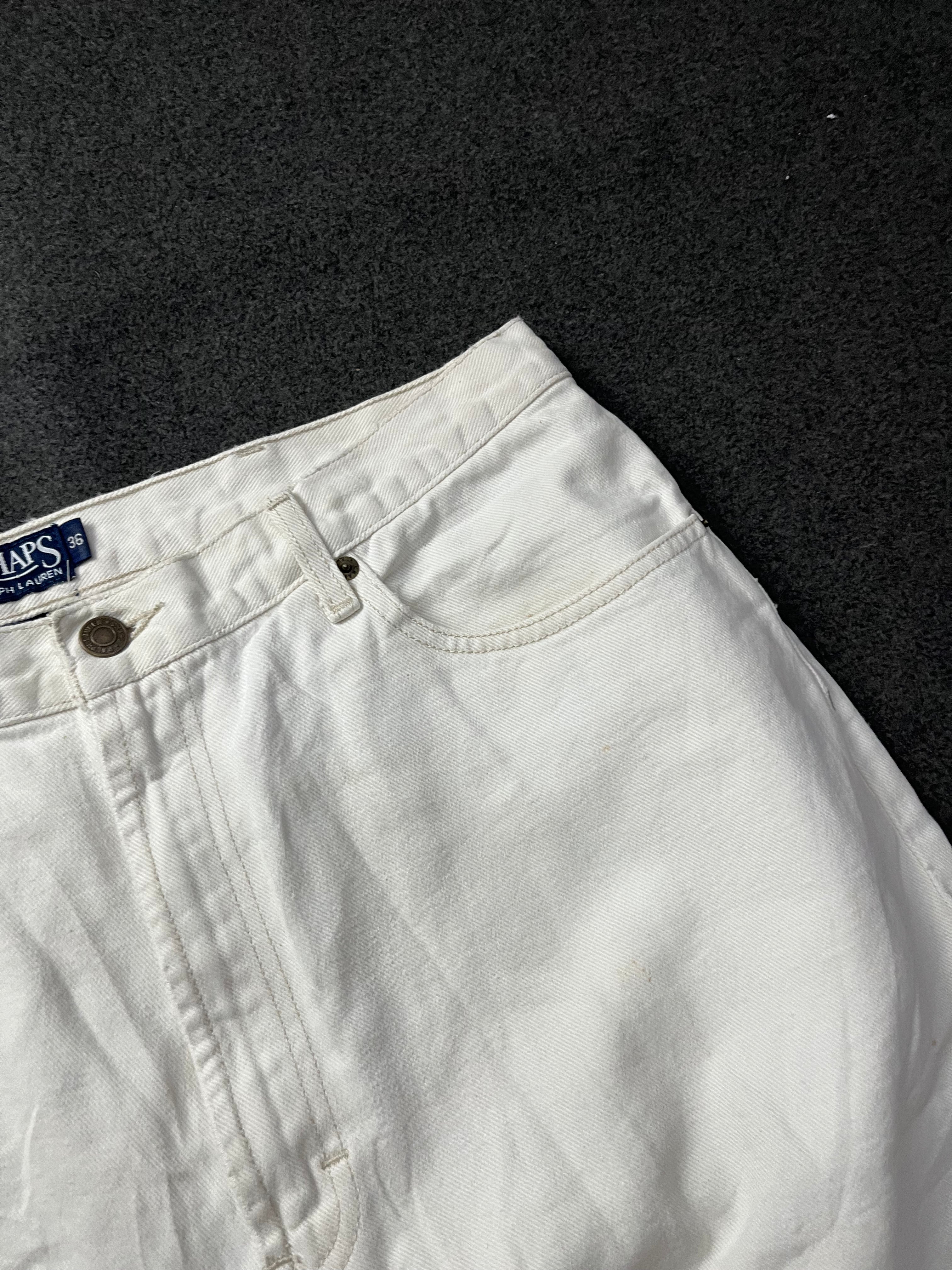 Vintage Ralph Lauren Chaps 90's Cream White Denim Shorts