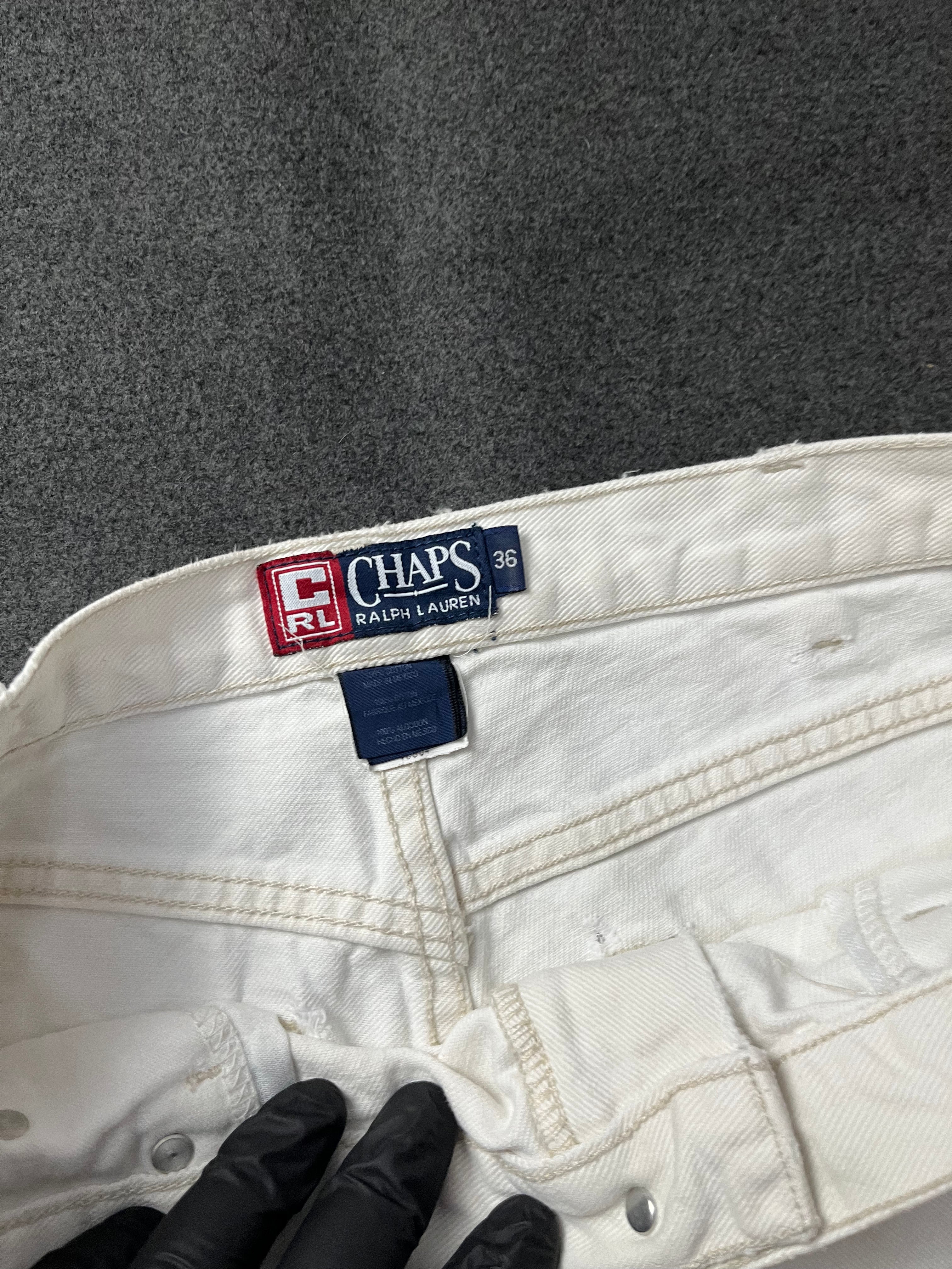 Vintage Ralph Lauren Chaps 90's Cream White Denim Shorts