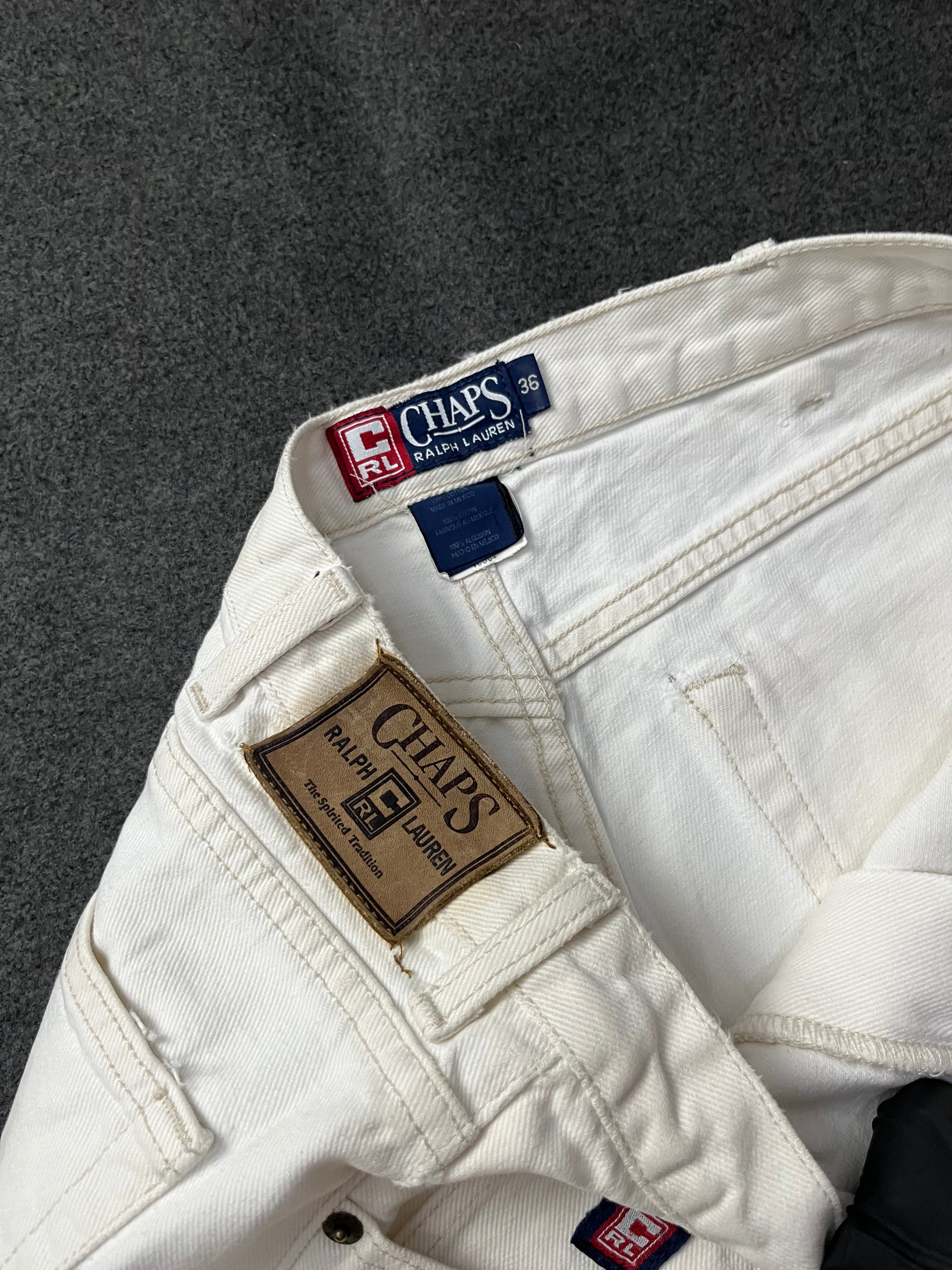Vintage Ralph Lauren Chaps 90's Cream White Denim Shorts