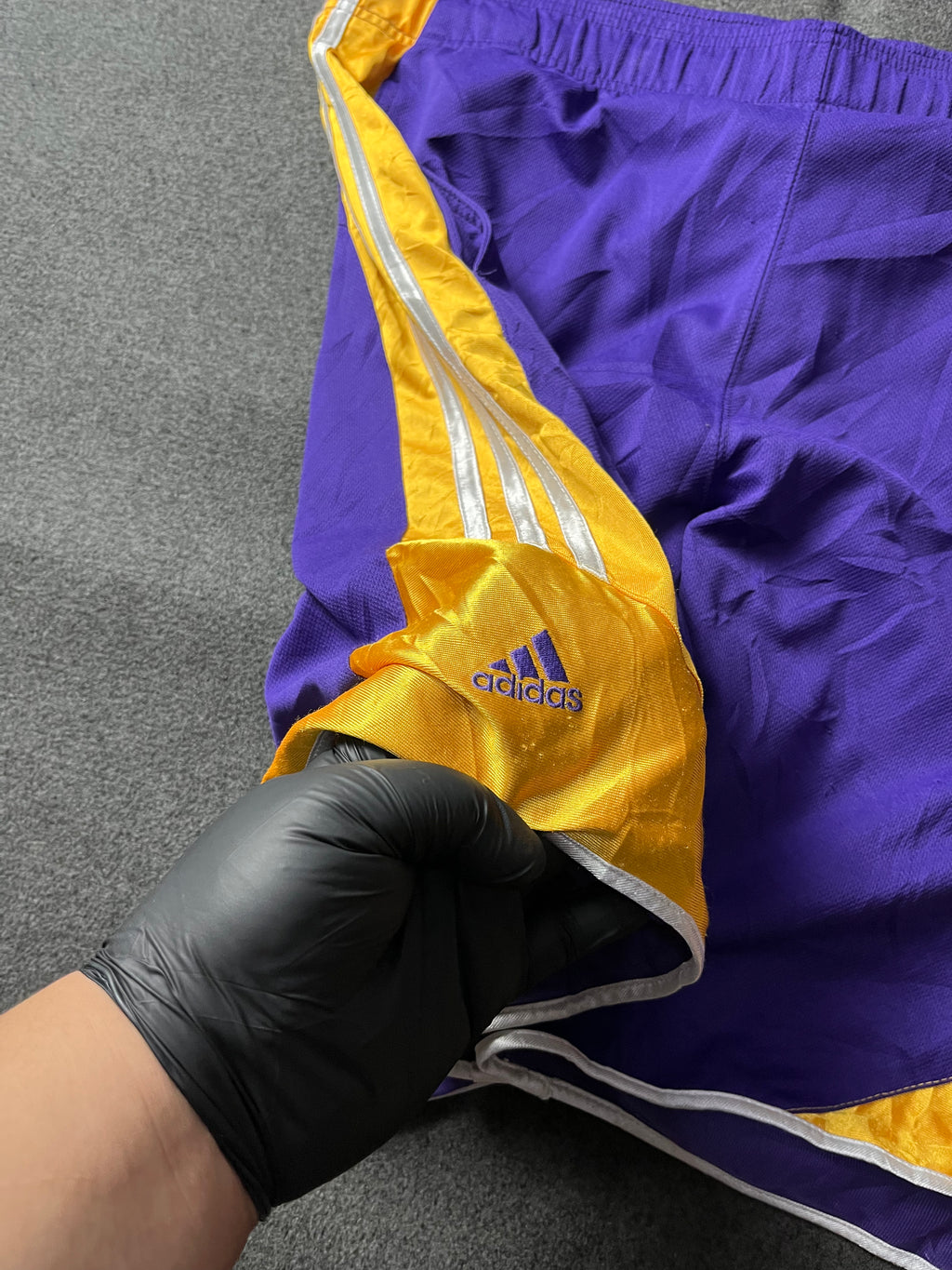 Adidas Men's Purple and Yellow Shorts