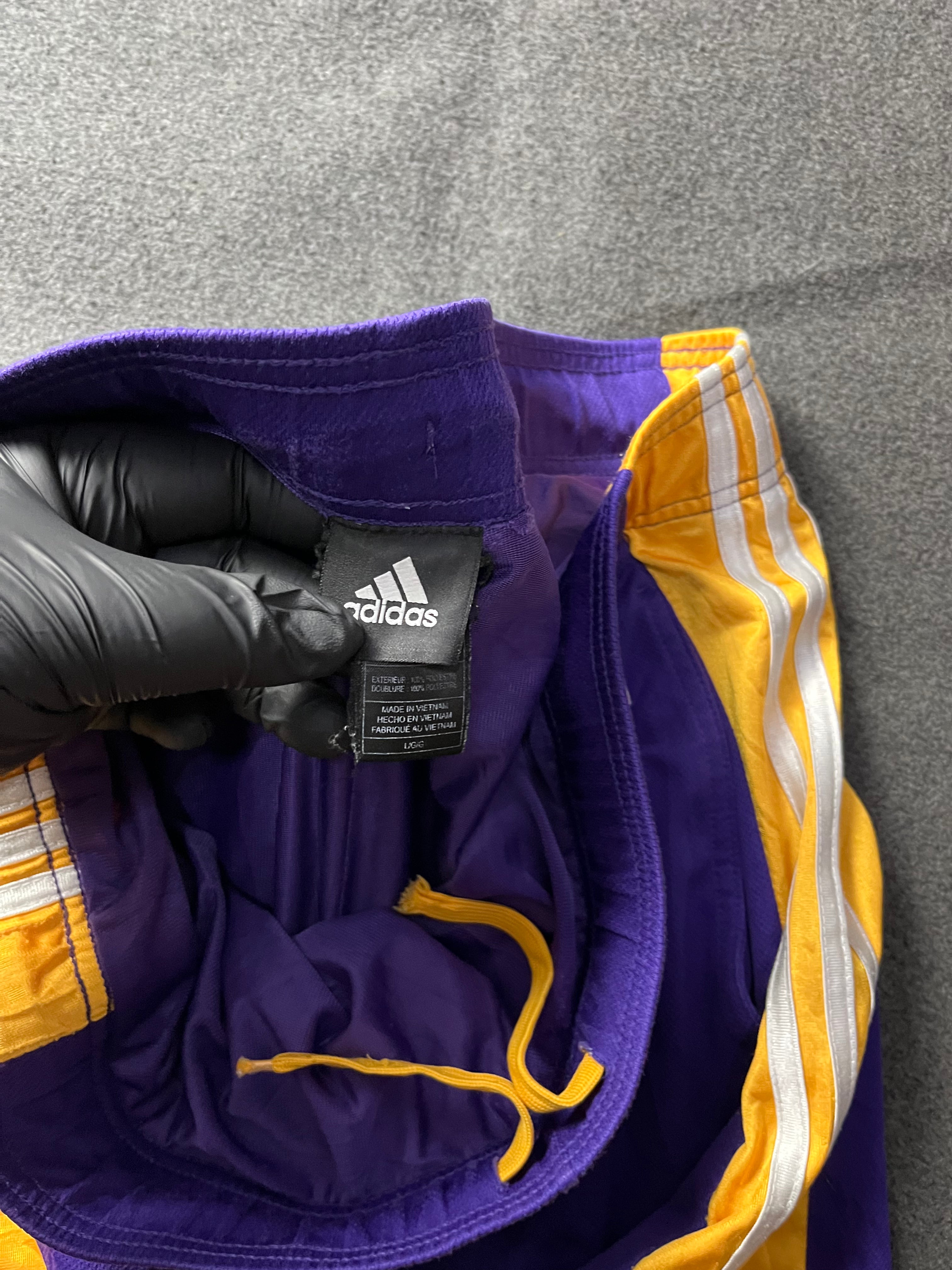 Adidas Men's Purple and Yellow Shorts