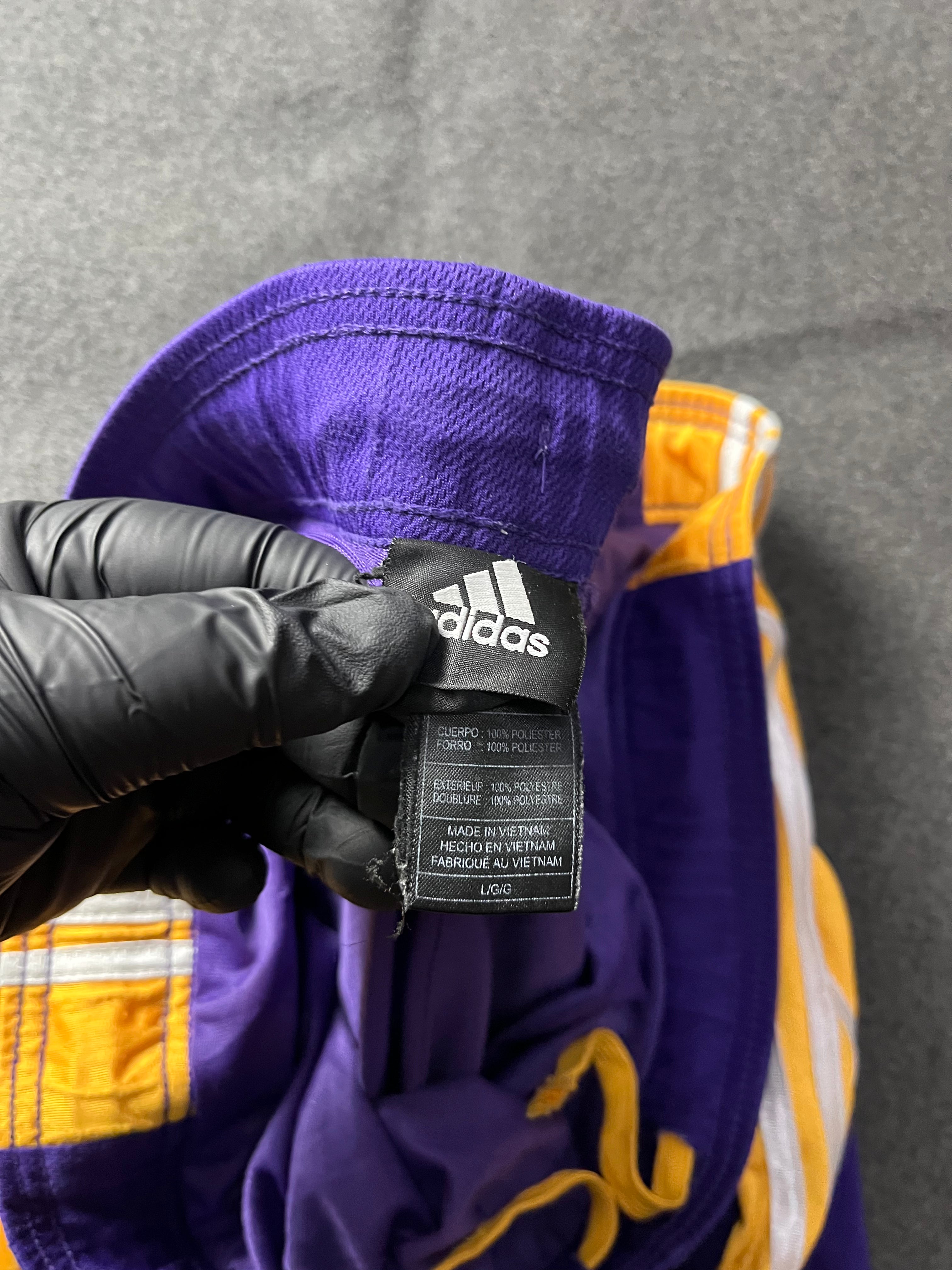 Adidas Men's Purple and Yellow Shorts