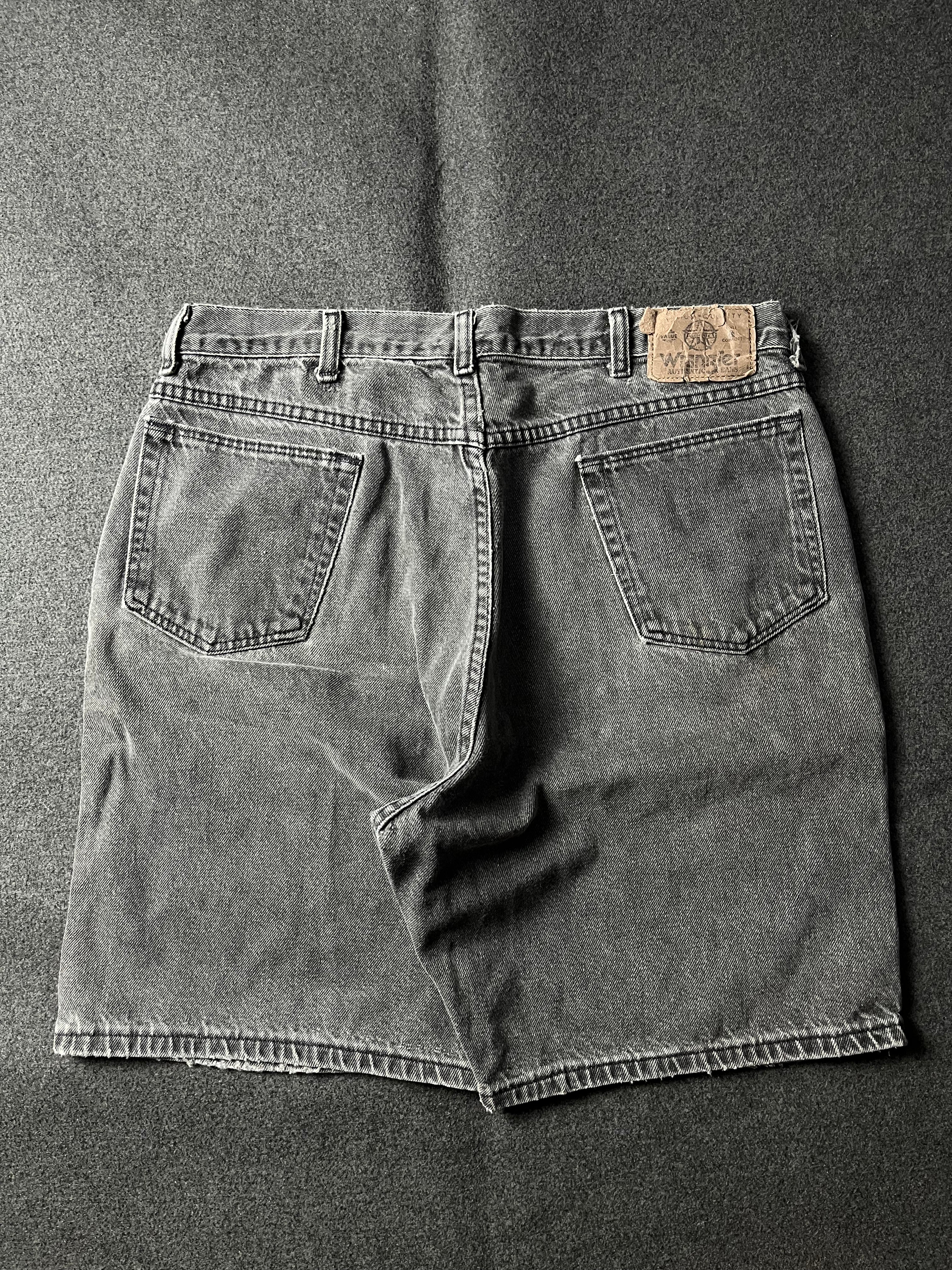 Vintage 90s Wrangler Baggy Light Wash Black Denim Jorts