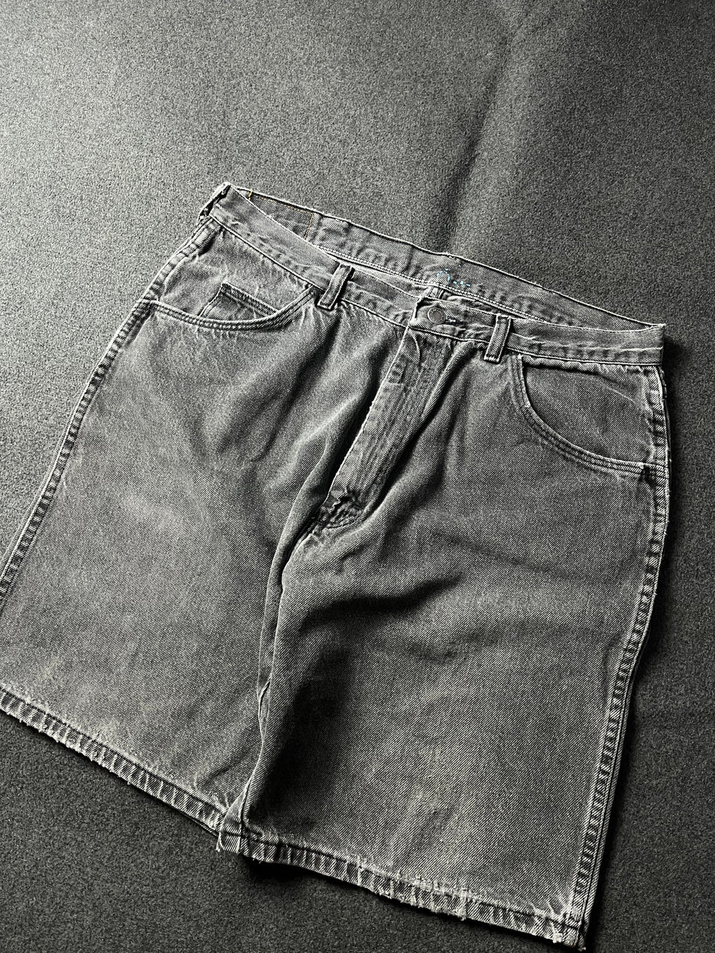 Vintage 90s Wrangler Baggy Light Wash Black Denim Jorts