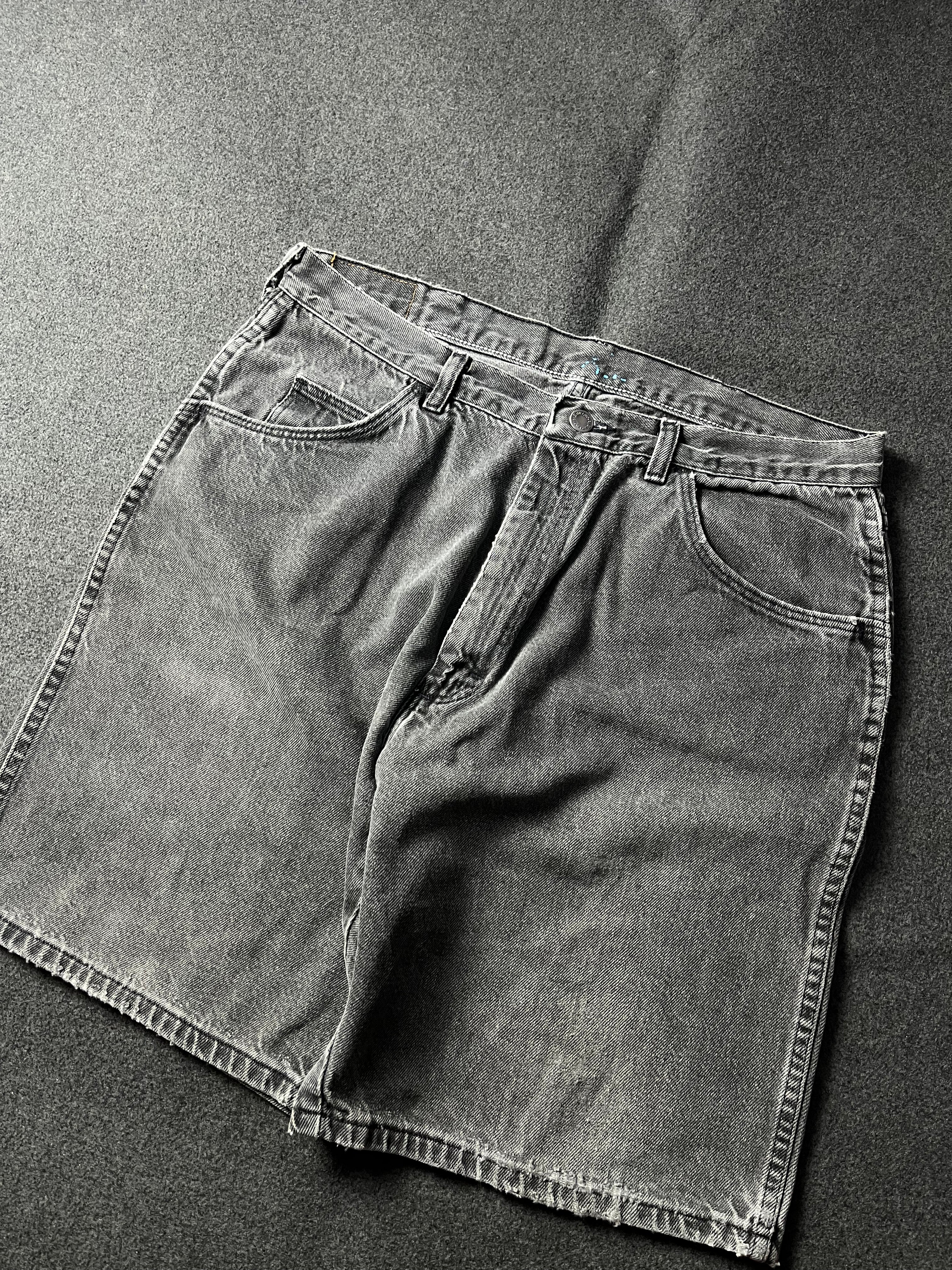 Vintage 90s Wrangler Baggy Light Wash Black Denim Jorts
