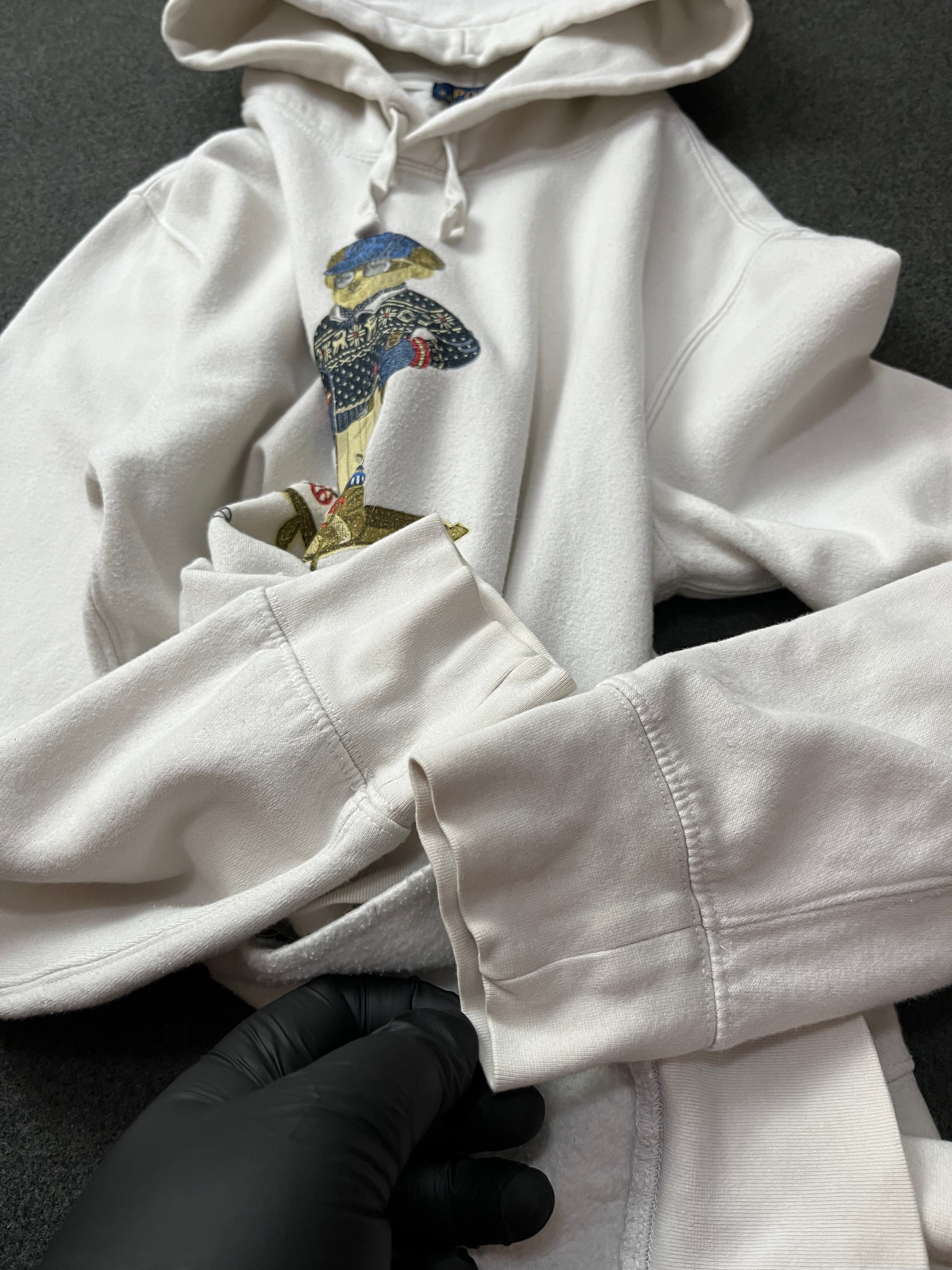 Polo Ralph Lauren Ski Polo Bear Fleece Hoodie White Pullover NWT