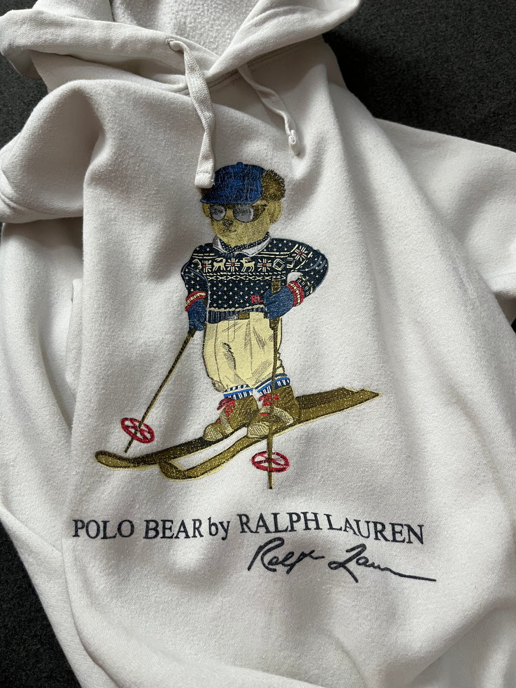 Polo Ralph Lauren Ski Polo Bear Fleece Hoodie White Pullover NWT