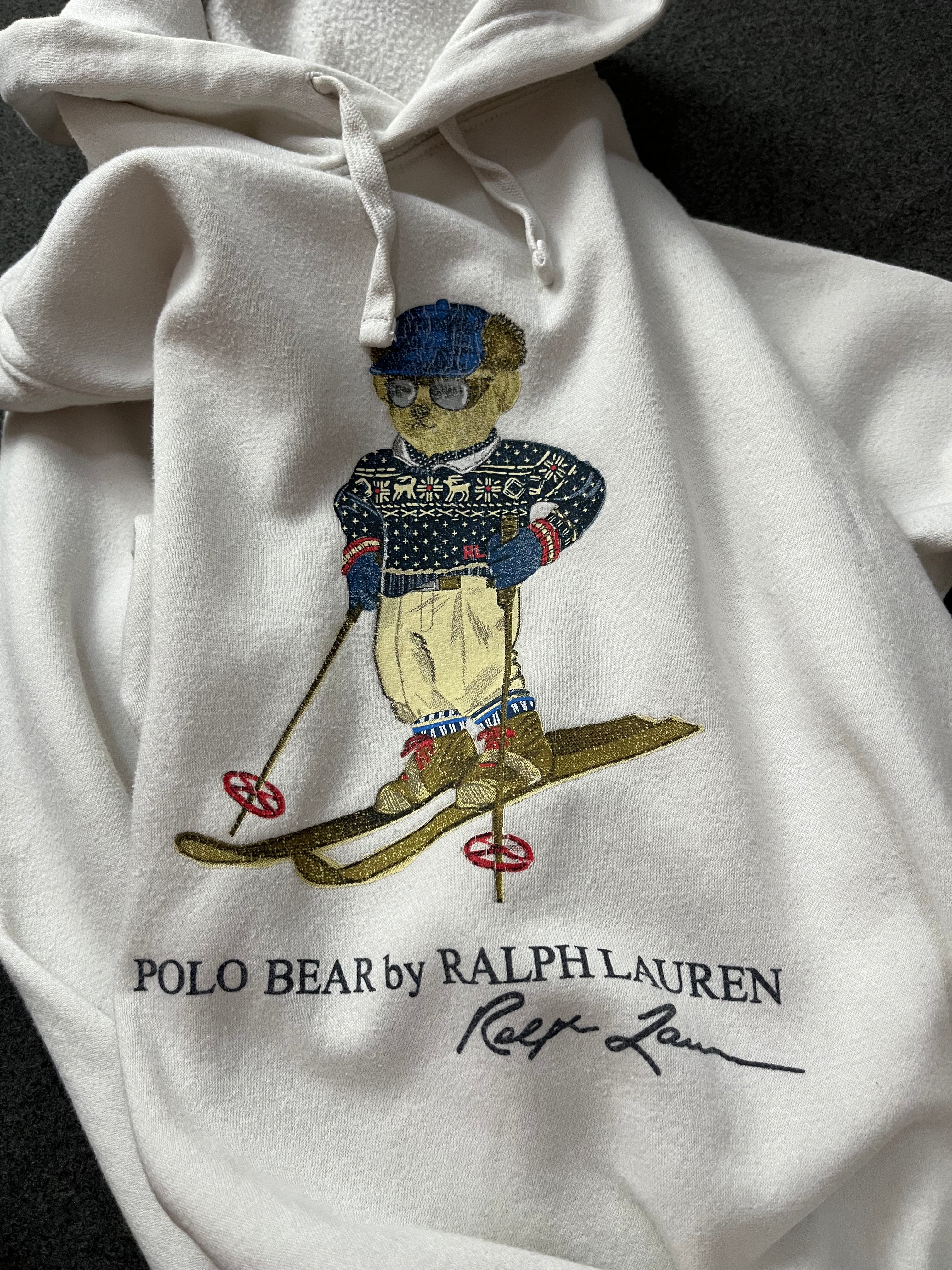 Polo Ralph Lauren Ski Polo Bear Fleece Hoodie White Pullover NWT