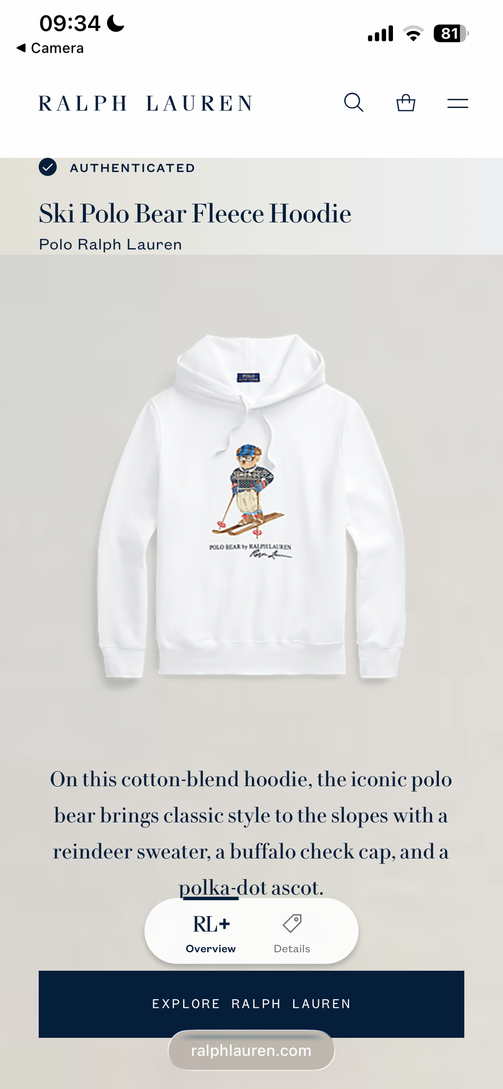 Polo Ralph Lauren Ski Polo Bear Fleece Hoodie White Pullover NWT