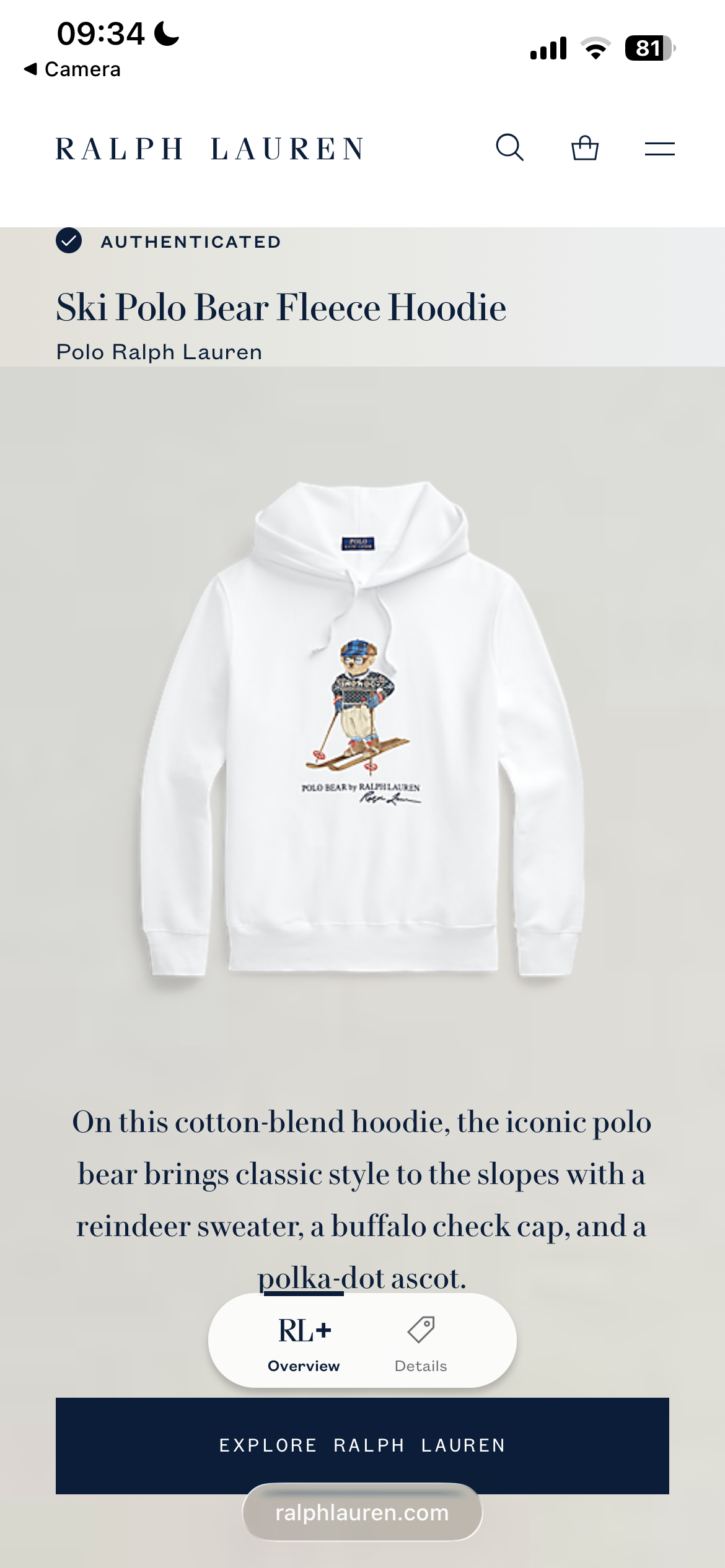 Polo Ralph Lauren Ski Polo Bear Fleece Hoodie White Pullover NWT