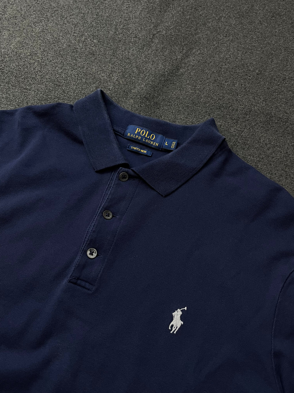 Polo Ralph Lauren icon logo textured cotton knit polo in navy