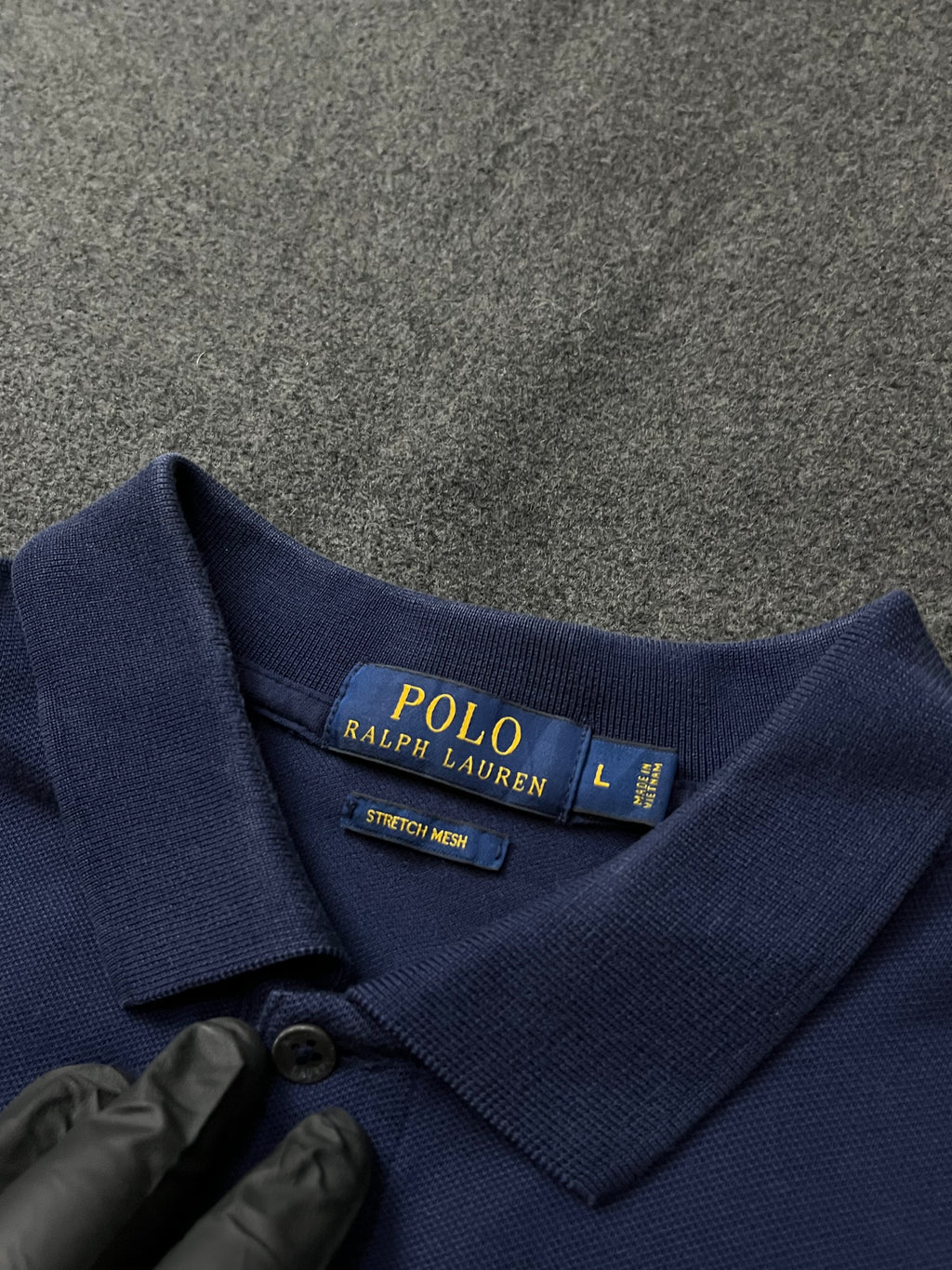 Polo Ralph Lauren icon logo textured cotton knit polo in navy