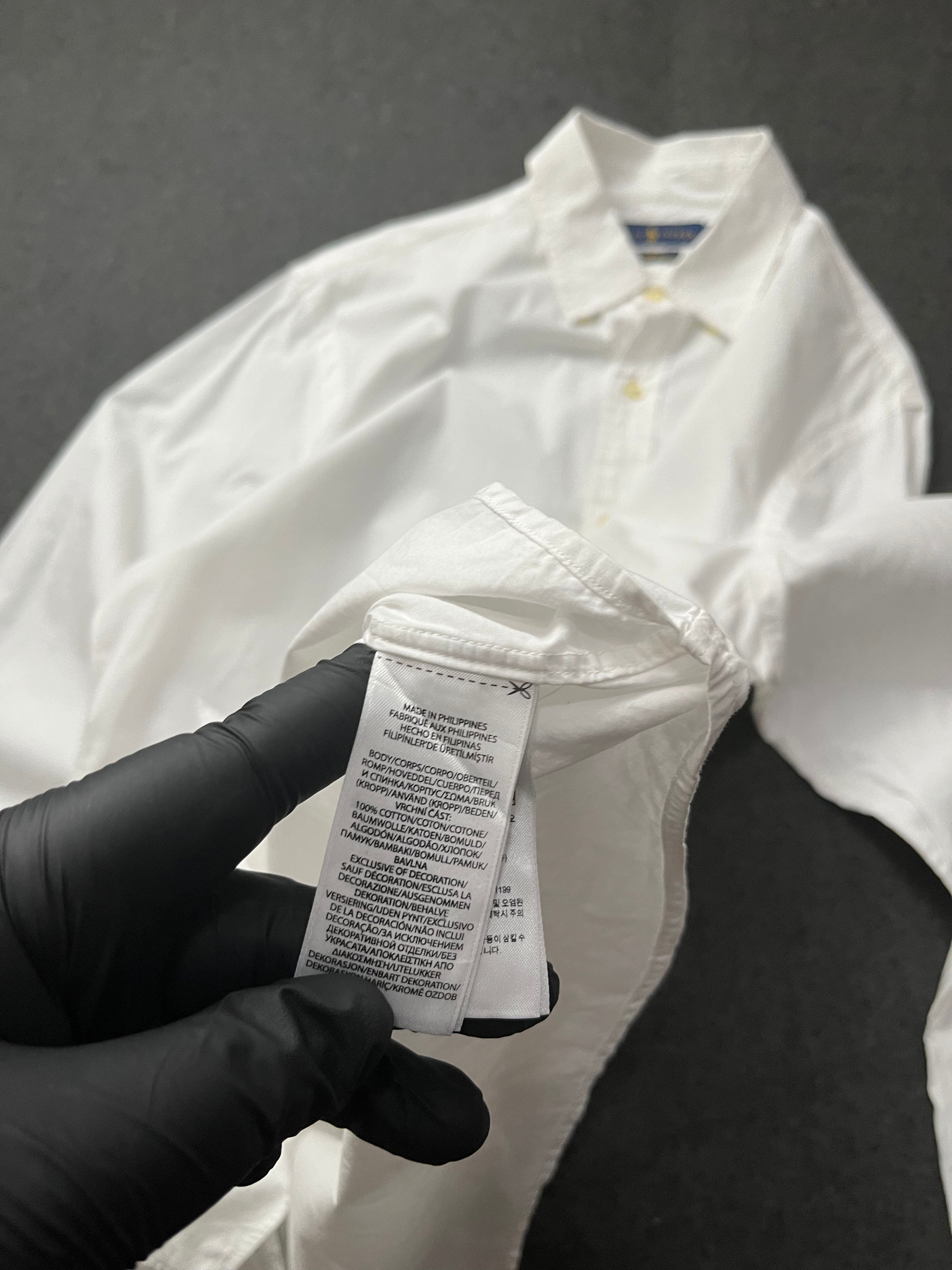 Polo Ralph Lauren long-sleeve cotton Oxford button-down shirt with a blue embroidered Pony logo