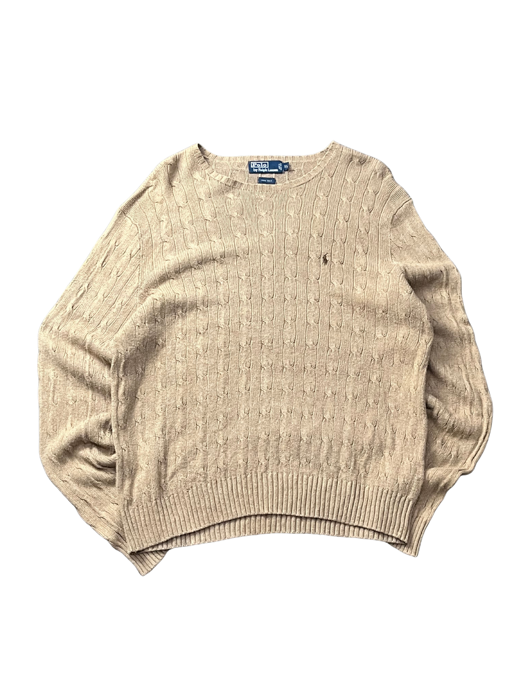 Polo Ralph Lauren cable-knit cotton crewneck sweater in a beige