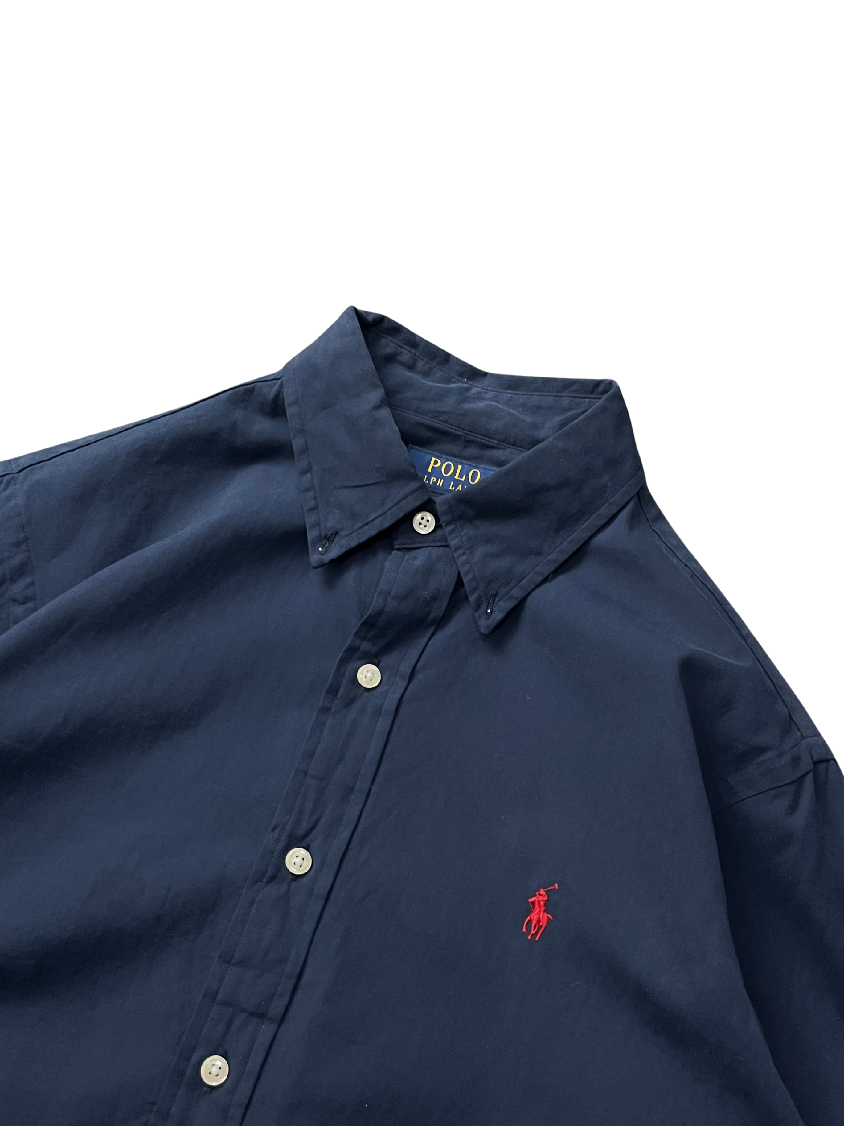 Ralph Lauren "Blake" long-sleeve cotton button-down shirt in navy blue