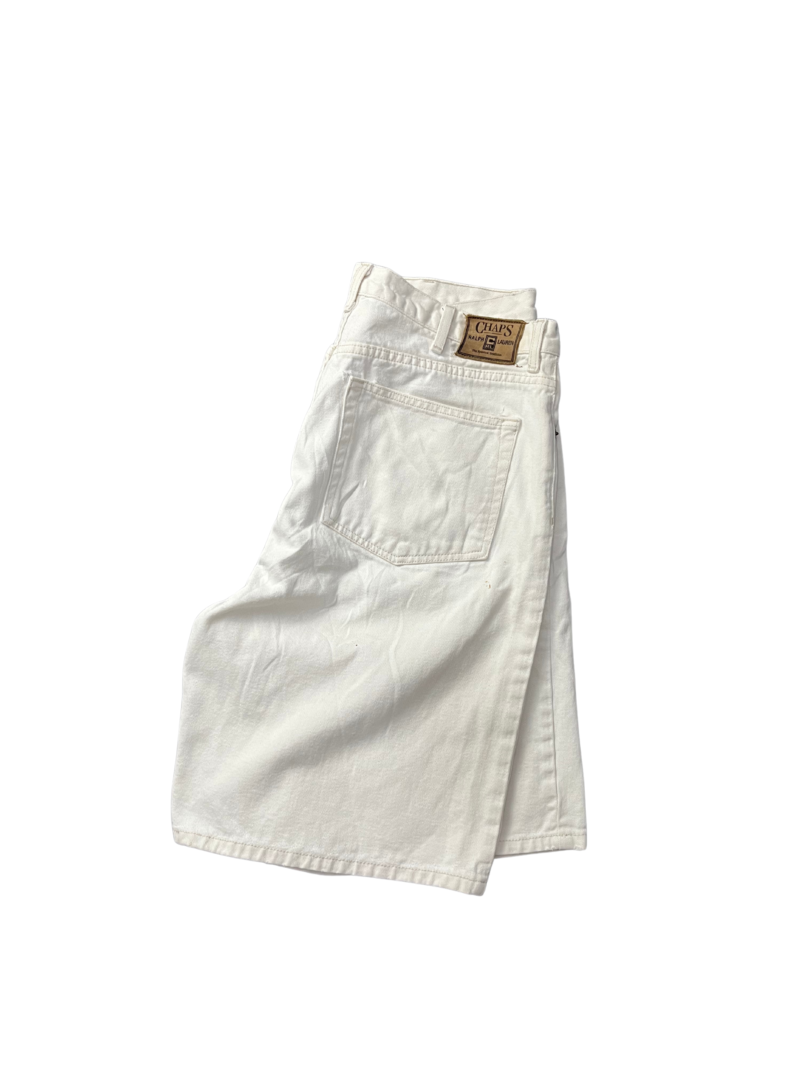 Vintage Ralph Lauren Chaps 90's Cream White Denim Shorts