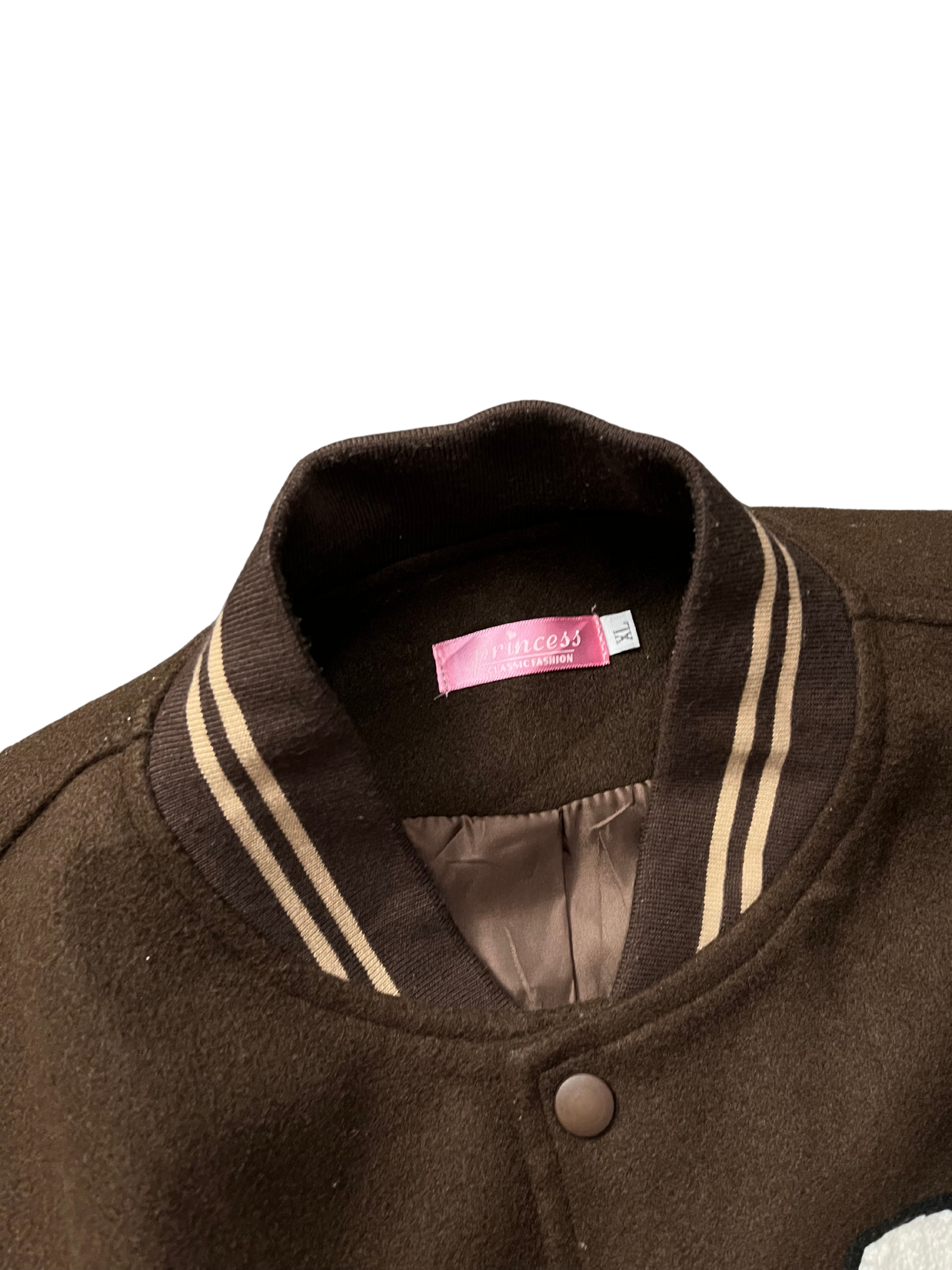 Brown and white varsity jacket Yesstyle Barely work