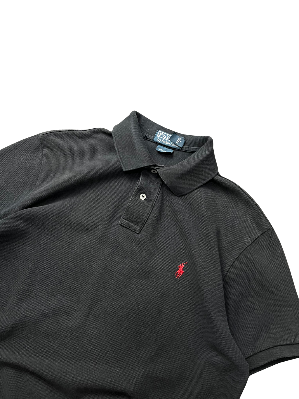 Polo Ralph Lauren black cotton polo shirt with a red embroidered logo