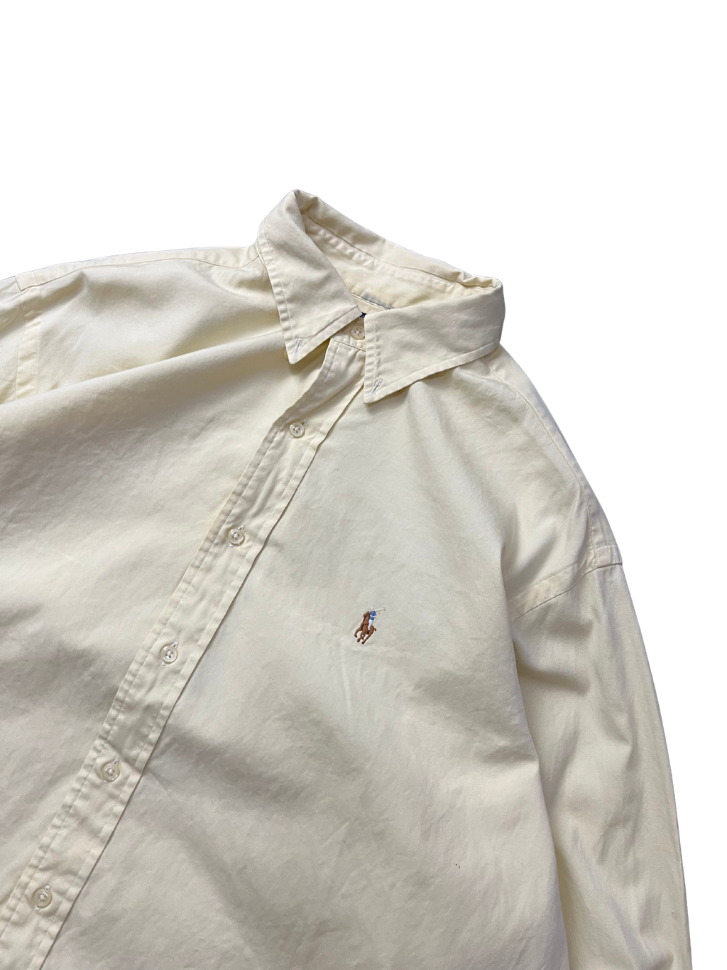 Ralph Lauren Dress Shirt Men Yellow Oxford Flesh Pony Button Down