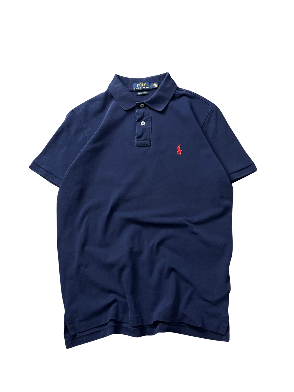 Polo Ralph Lauren short-sleeved polo shirt in a newport navy blue hue with the signature red Polo Pony