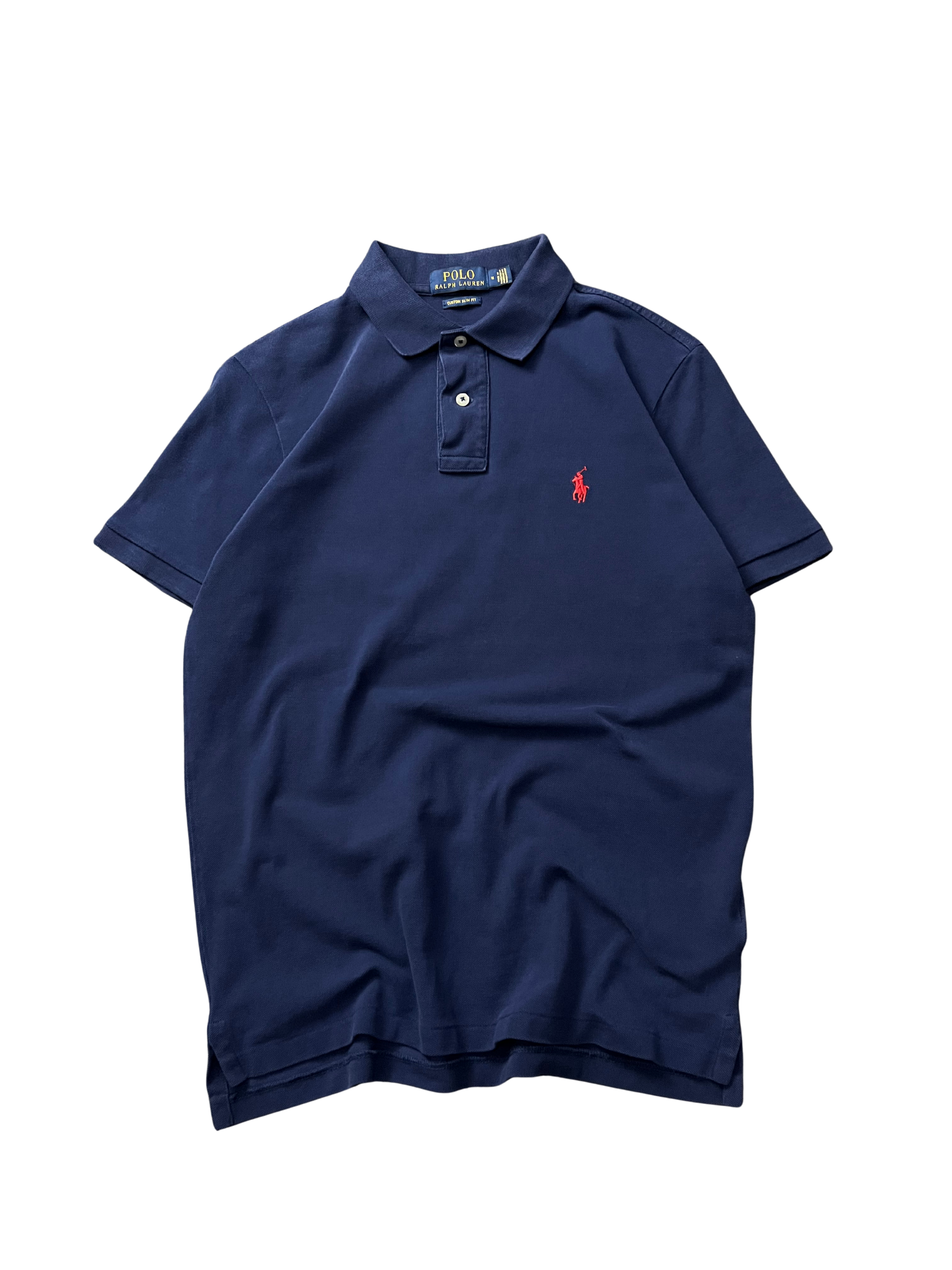 Polo Ralph Lauren short-sleeved polo shirt in a newport navy blue hue with the signature red Polo Pony