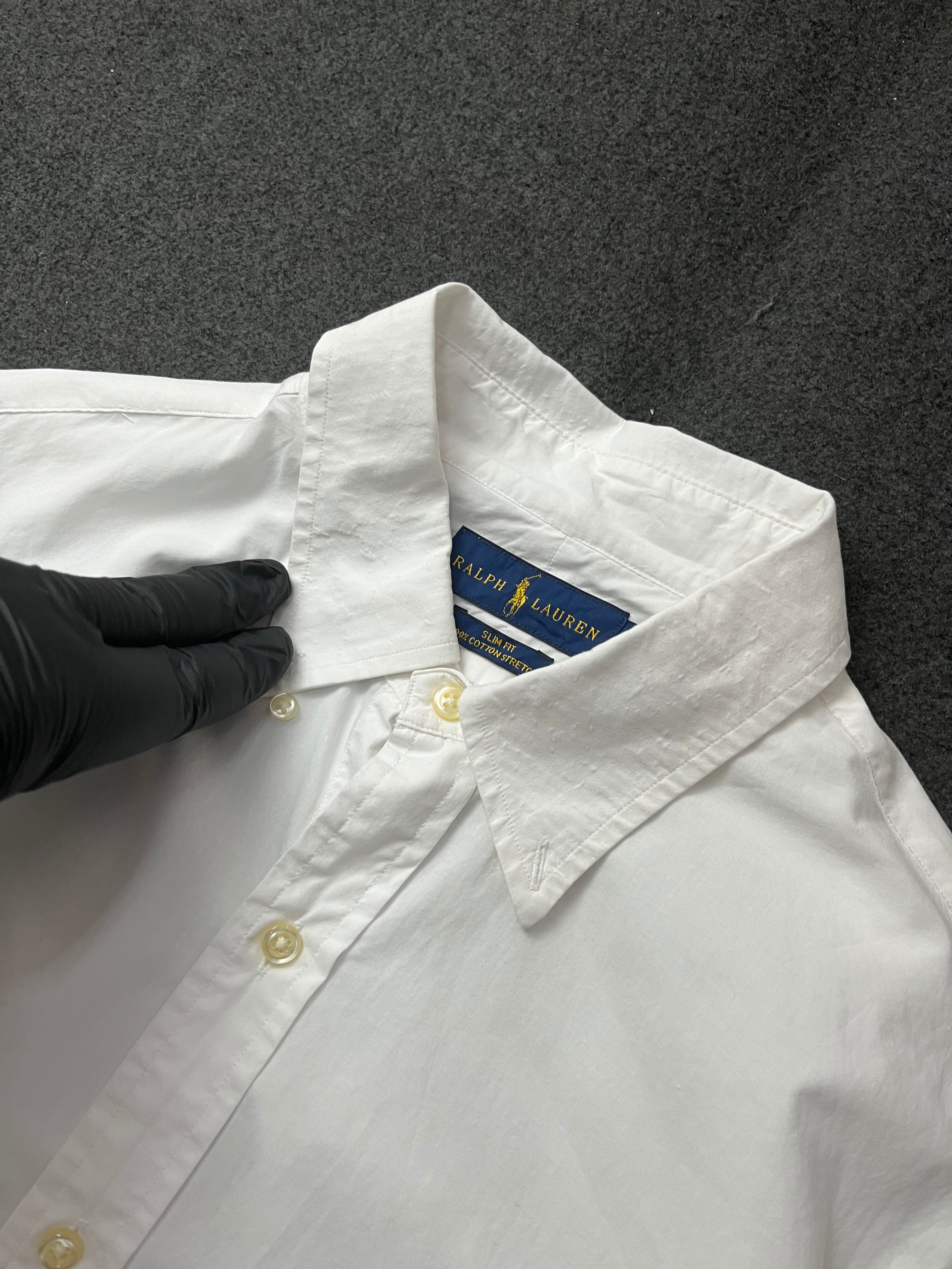 Polo Ralph Lauren long-sleeve cotton Oxford button-down shirt with a blue embroidered Pony logo